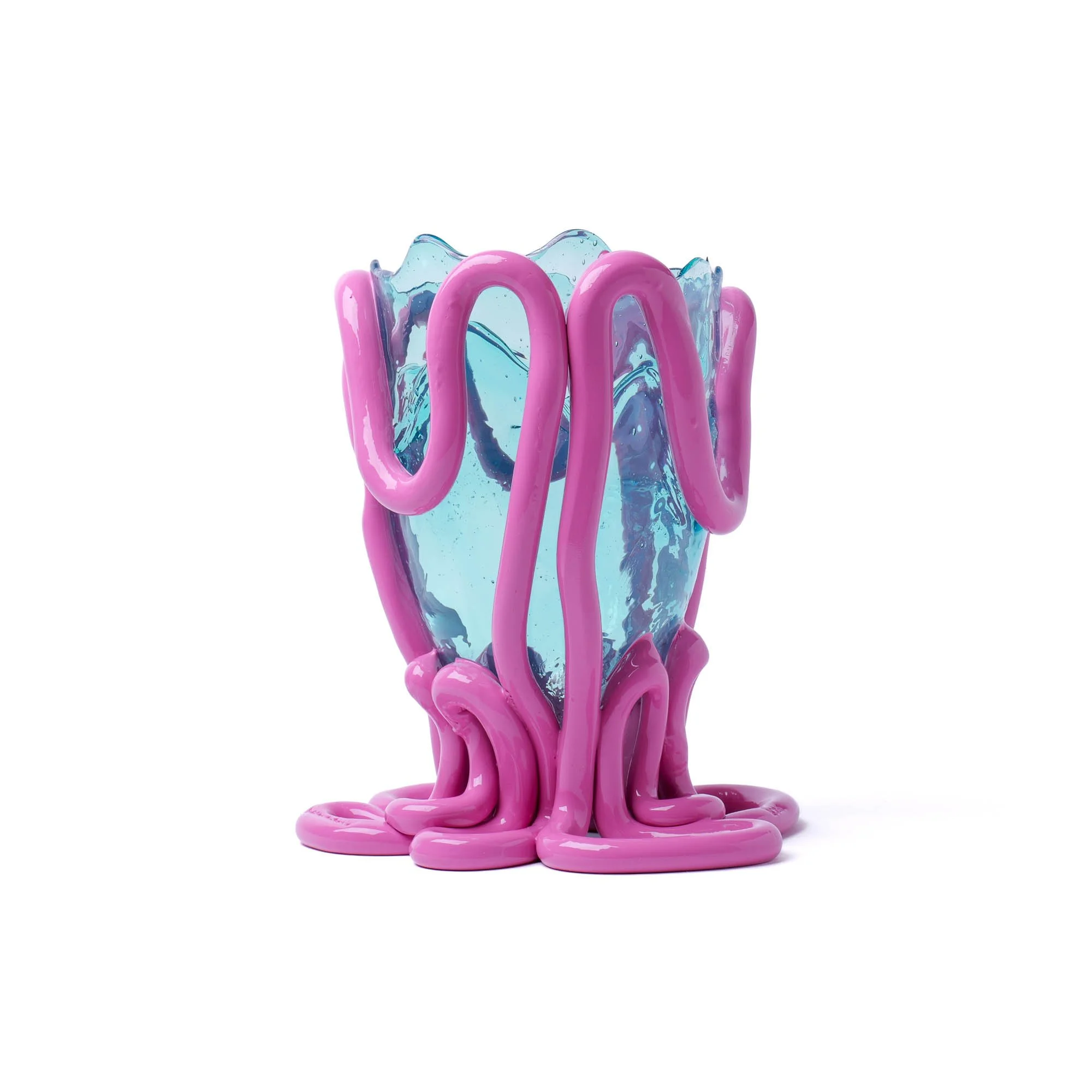 Indian Summer Vase - Clear Aqua, Mauve