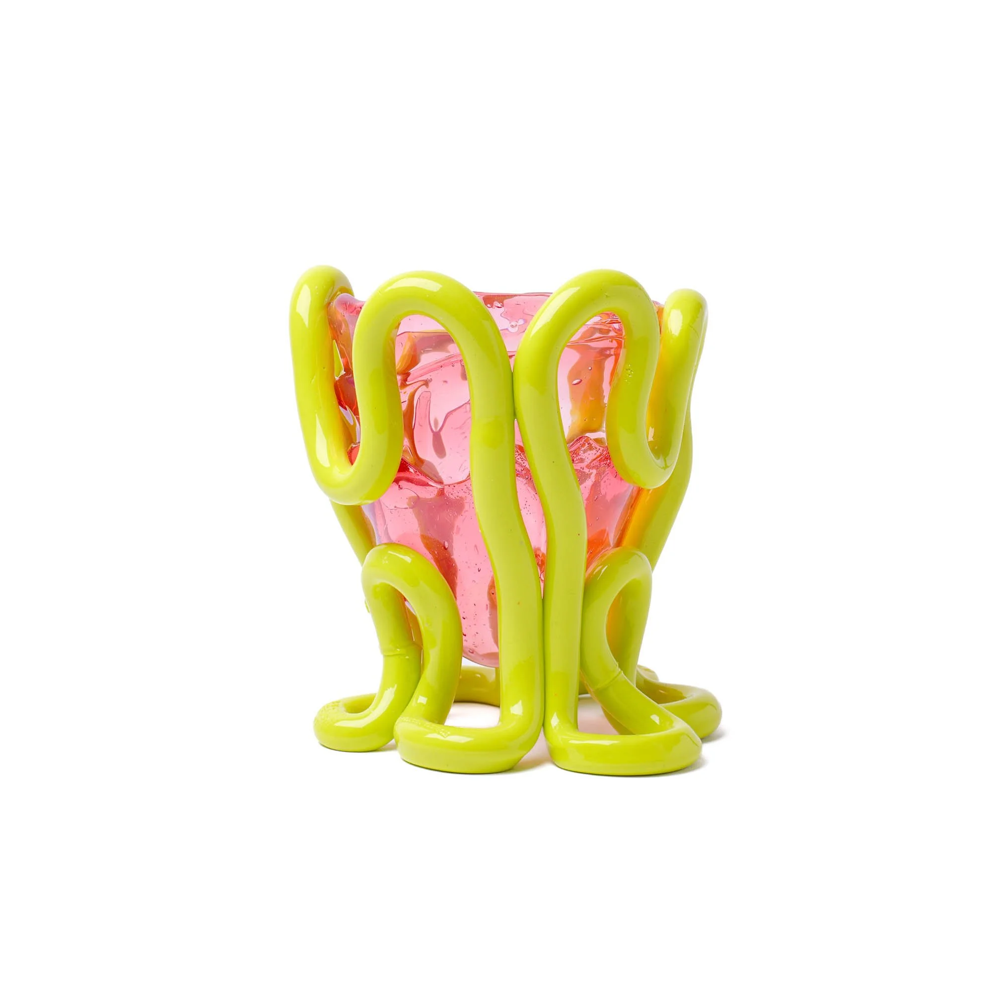 Indian Summer Vase S - Clear Light Ruby, Fluo Yellow