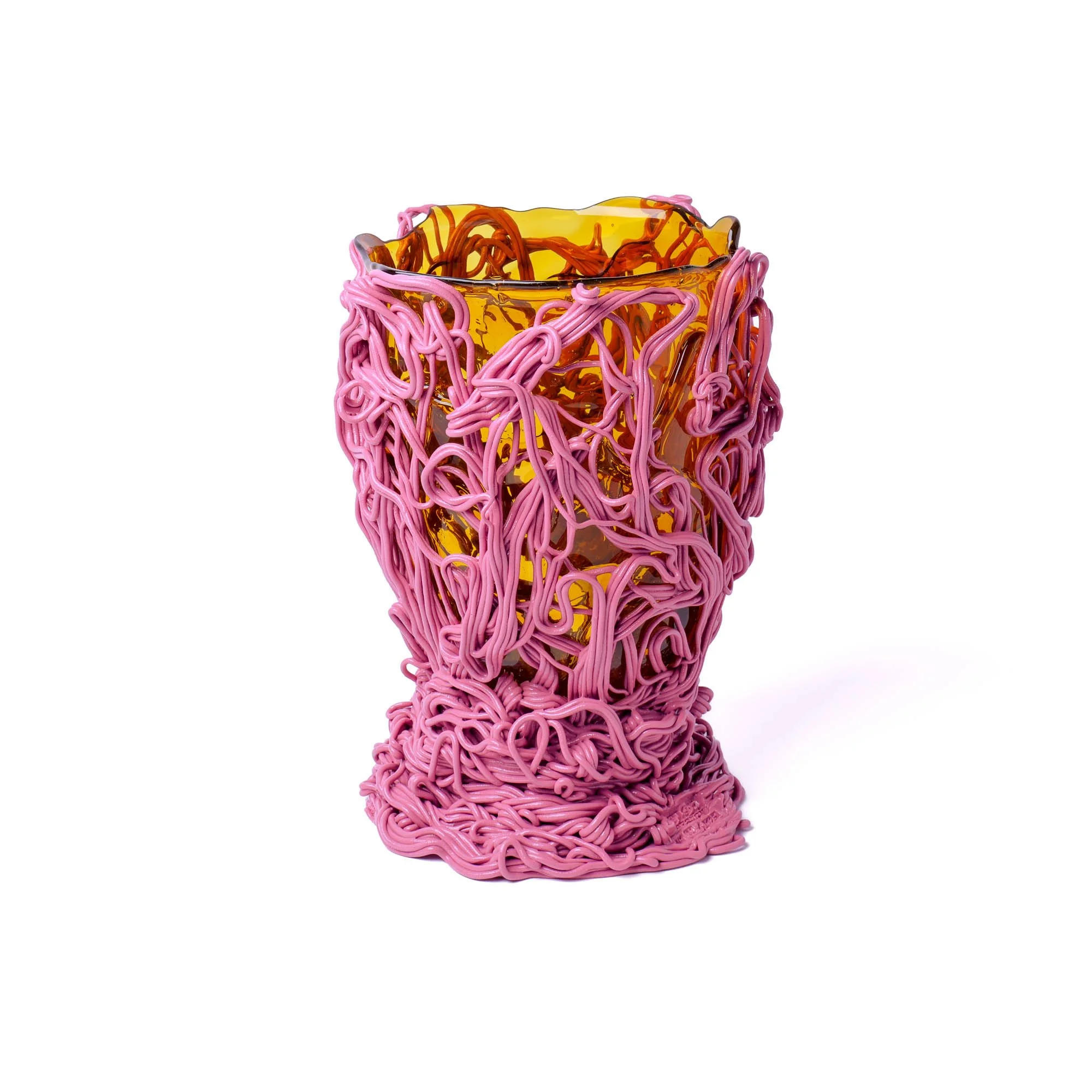 Spaghetti Special Vase - Clear Amber, Mauve
