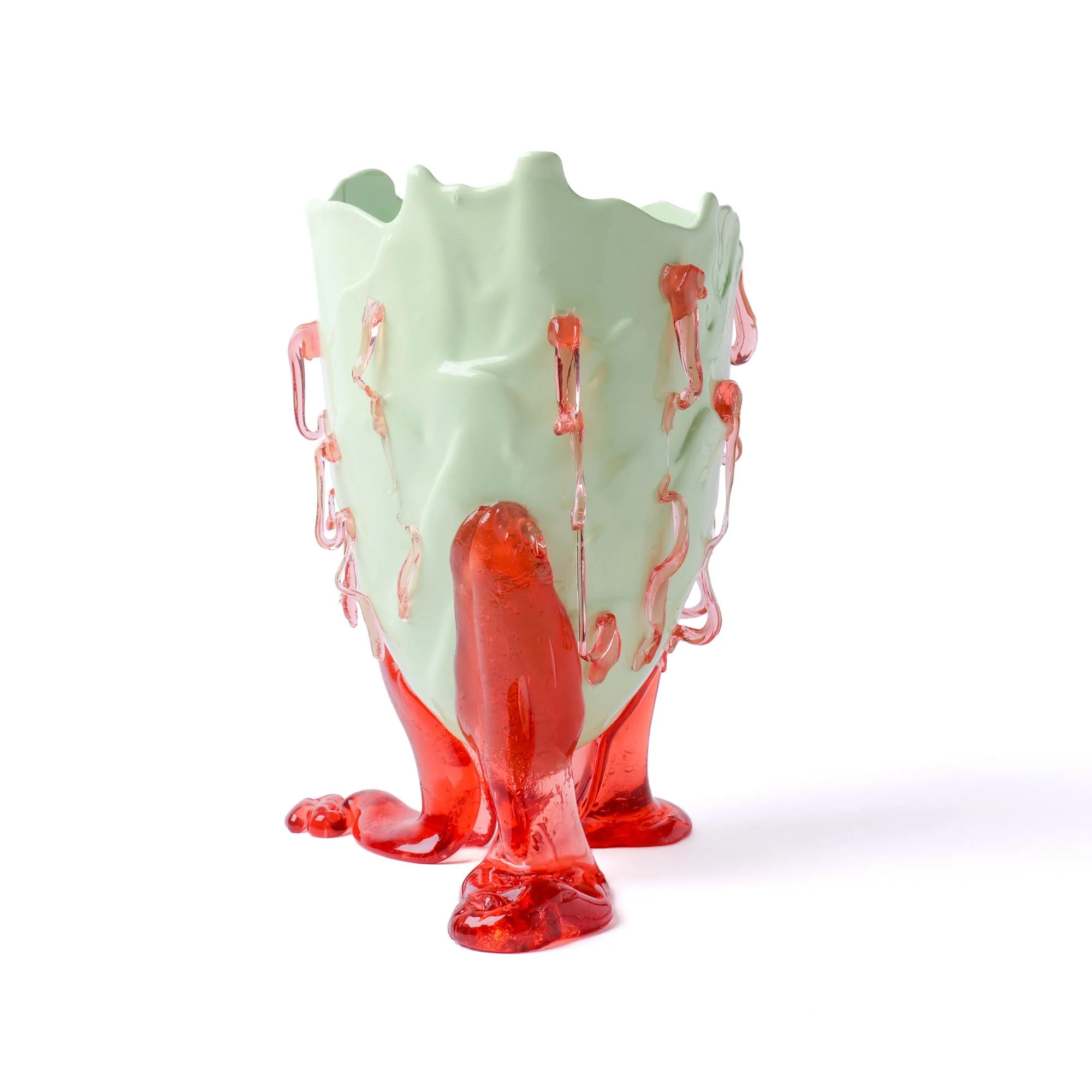 Clear Special Vase - Matt Mint And Antique Pink