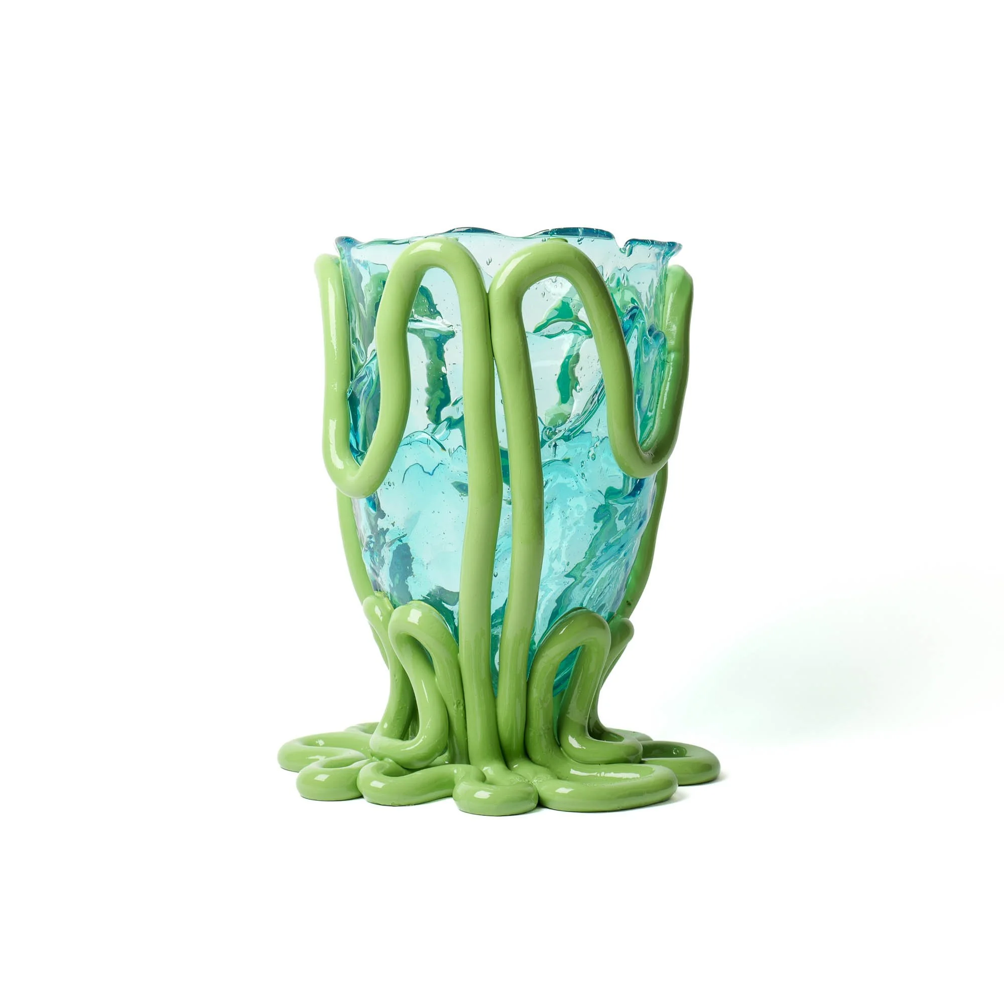Indian Summer Vase - Clear Aqua, Dark Mint