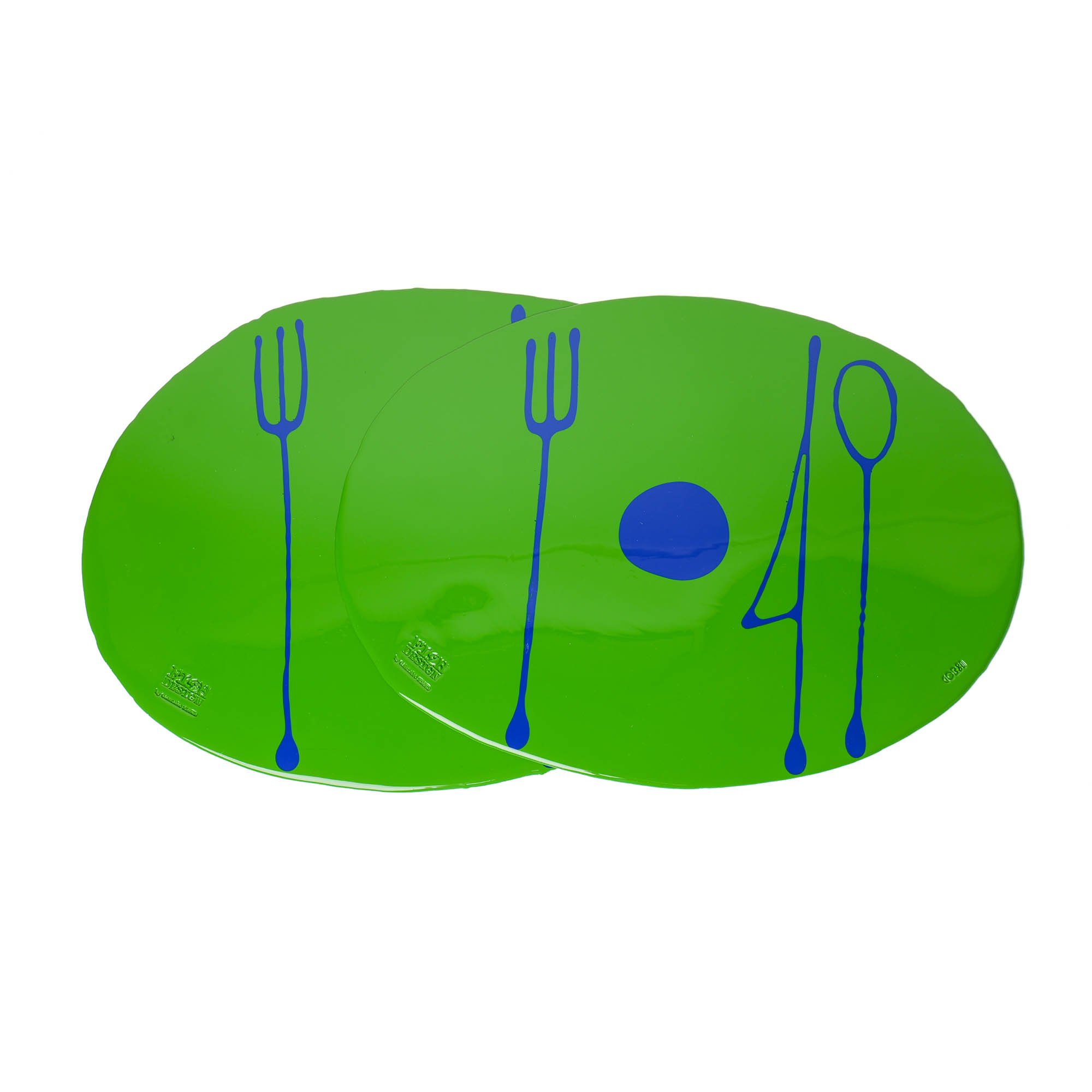 Table-Mates Placemat Set of Two - Matt Green, Blue