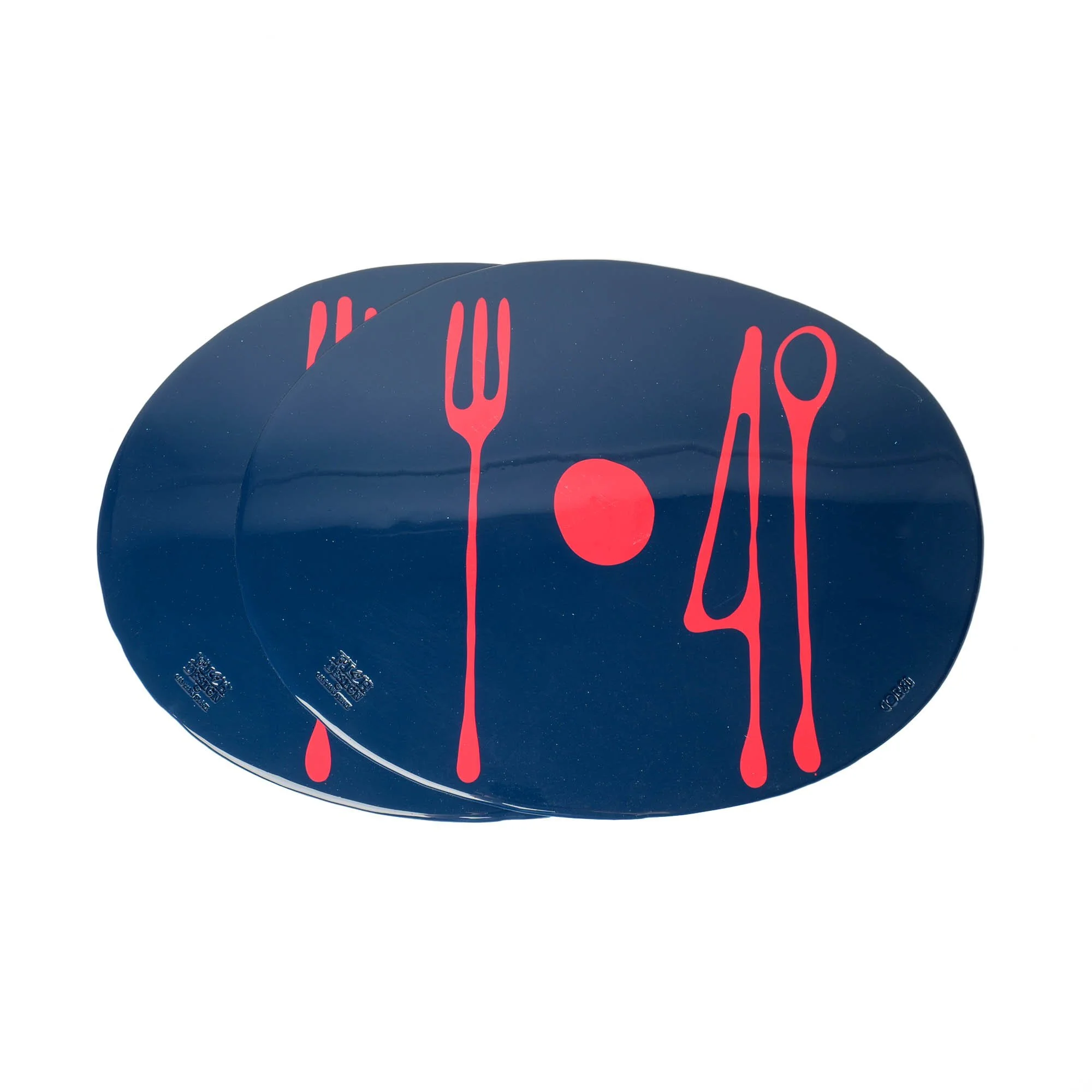Table-Mates Placemat Set of Two - Matt Navy Blue, Red