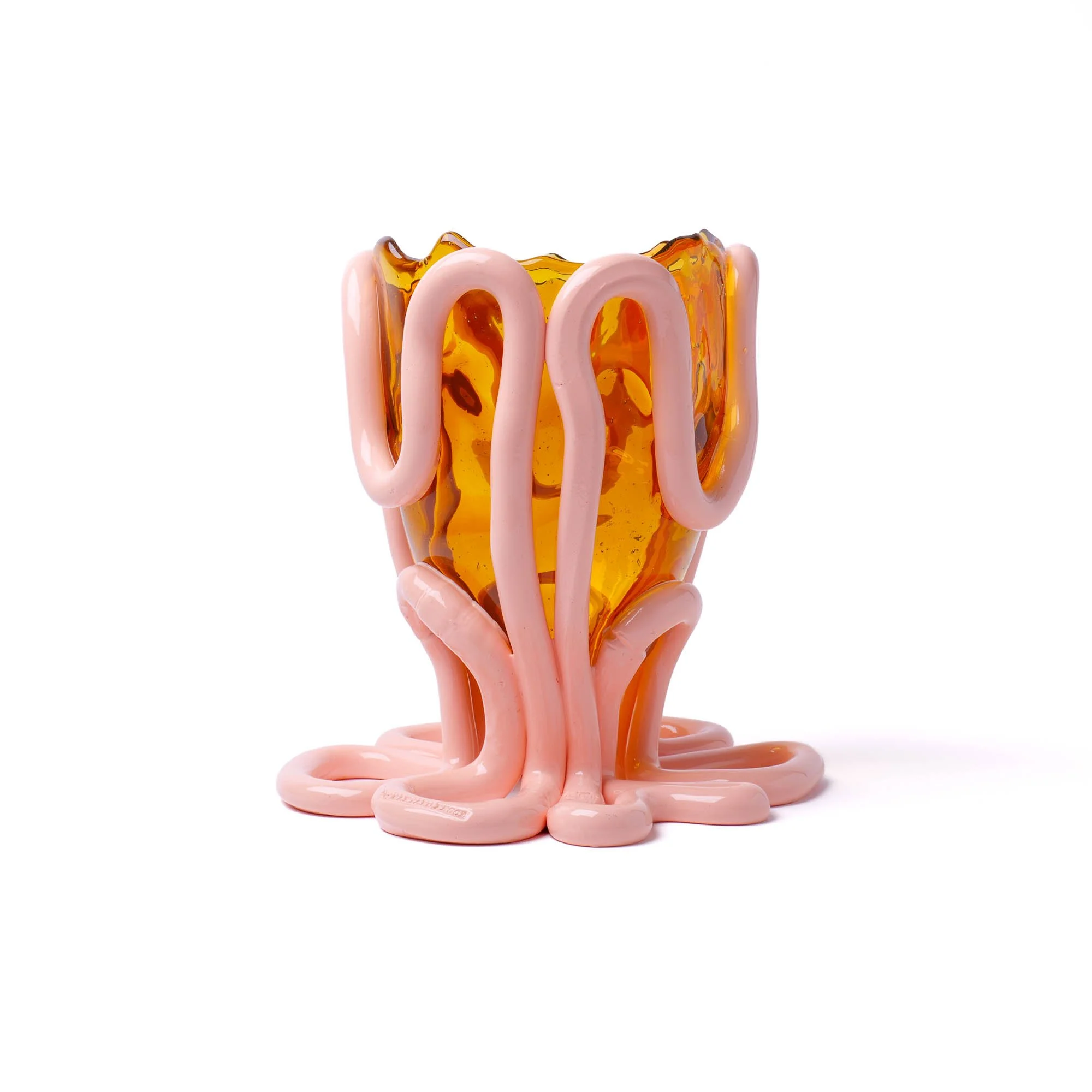 Indian Summer Vase M - Clear Amber, Salmon