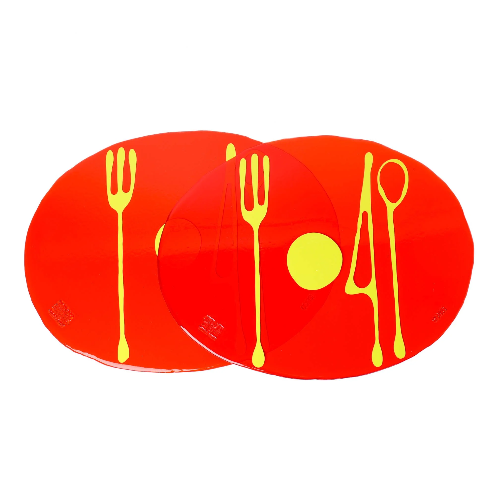 Table-Mates Placemat Set of Two - Clear Red, Fluo Yellow