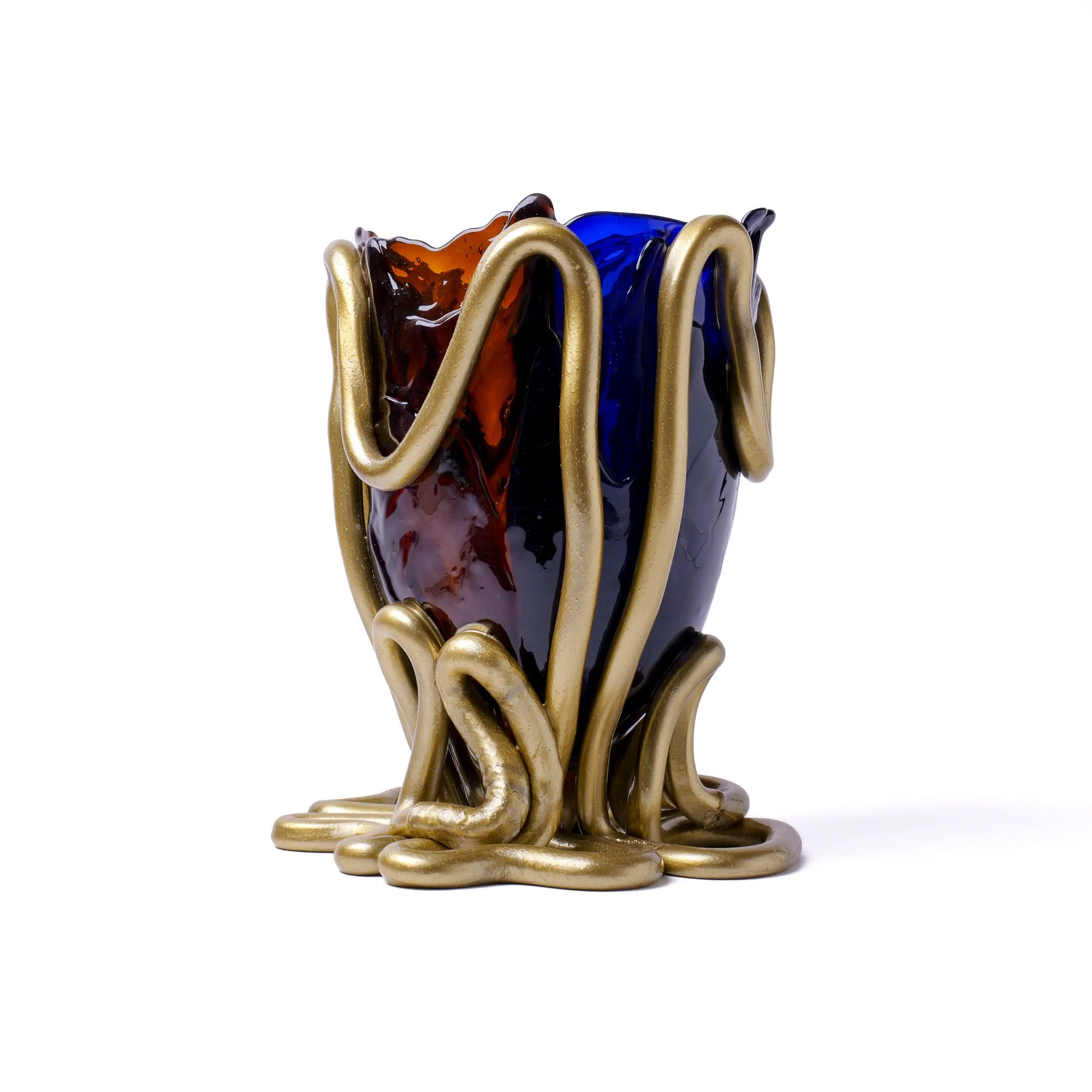 Indian Summer Vase L Extra Colour - Clear Blue, Brown, Gold