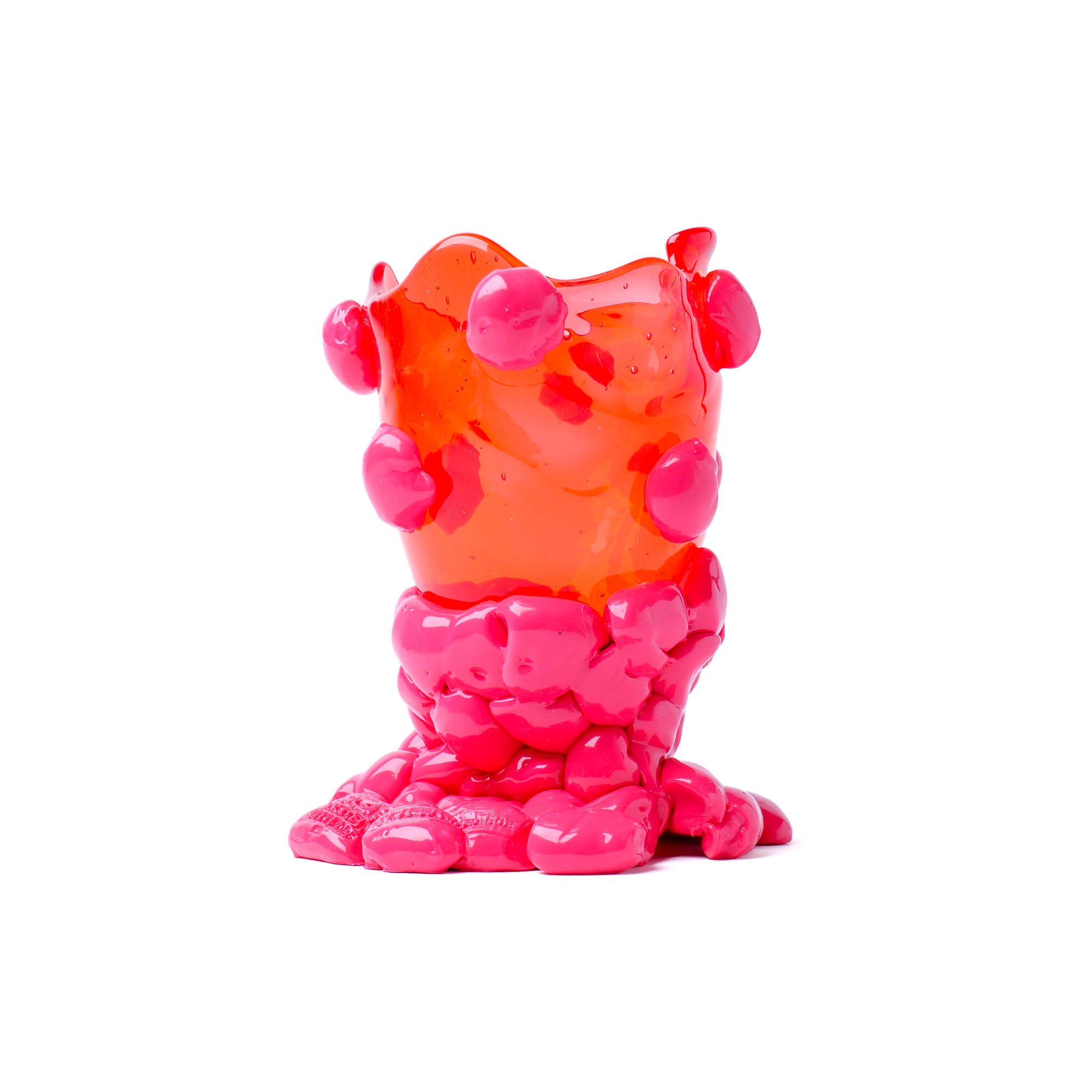 Nugget Vase XS - Clear Red And Matt Fuchsia