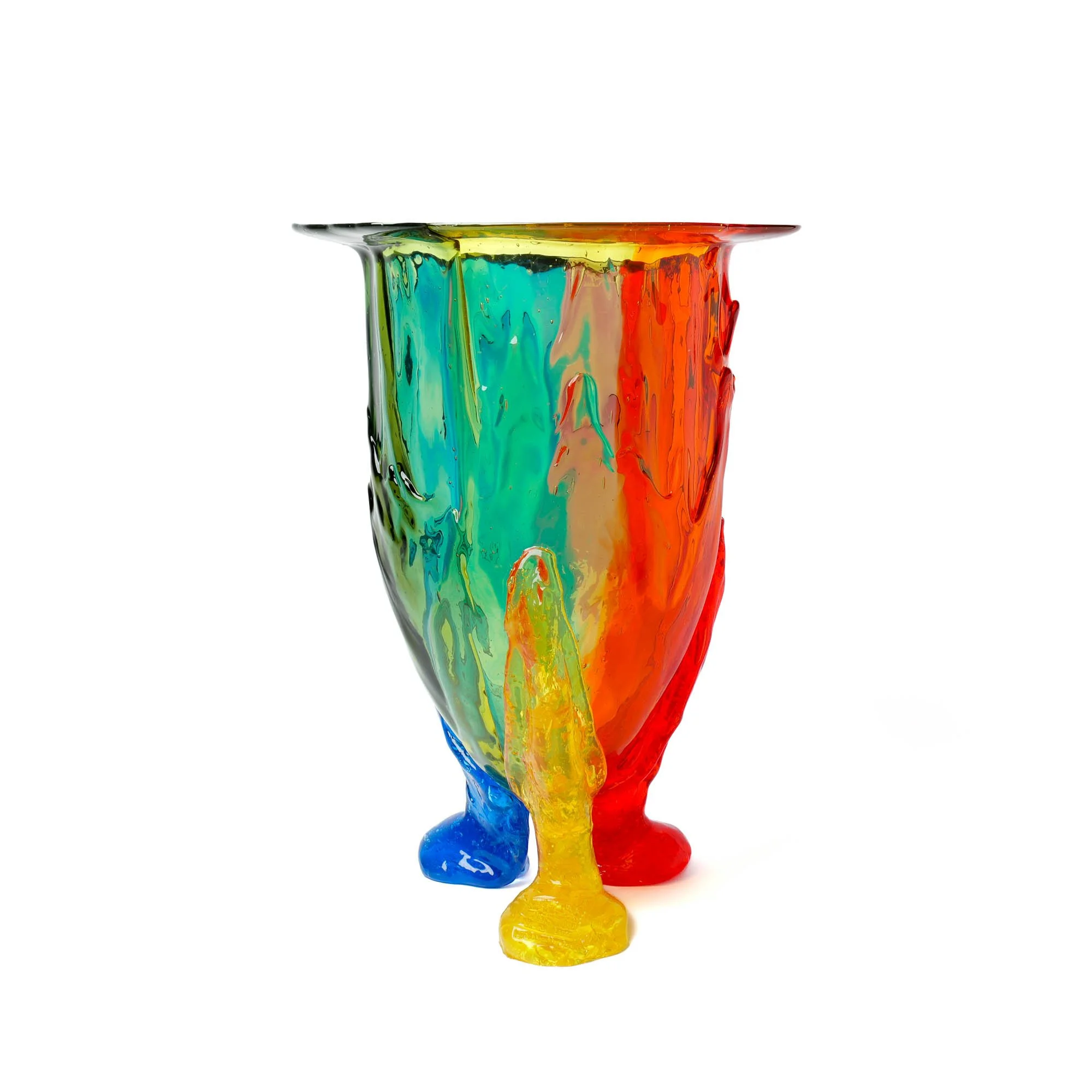 Amazonia Vase Extra Rainbow Colours - Clear Red, Orange, Yellow, Bottle Green, Light Blue, Blue, Purple