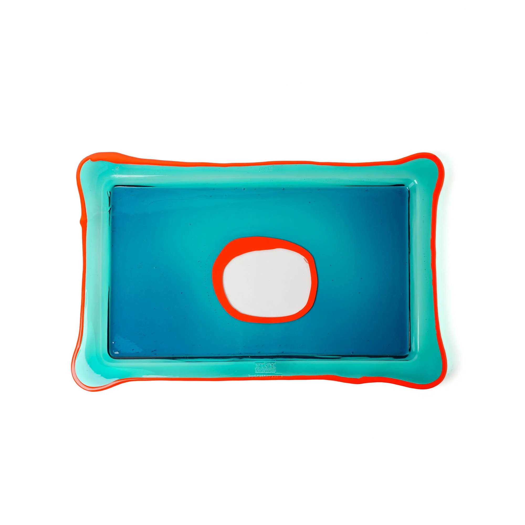 Rectangular Tray L - Clear Emerald Green And Matt Orange