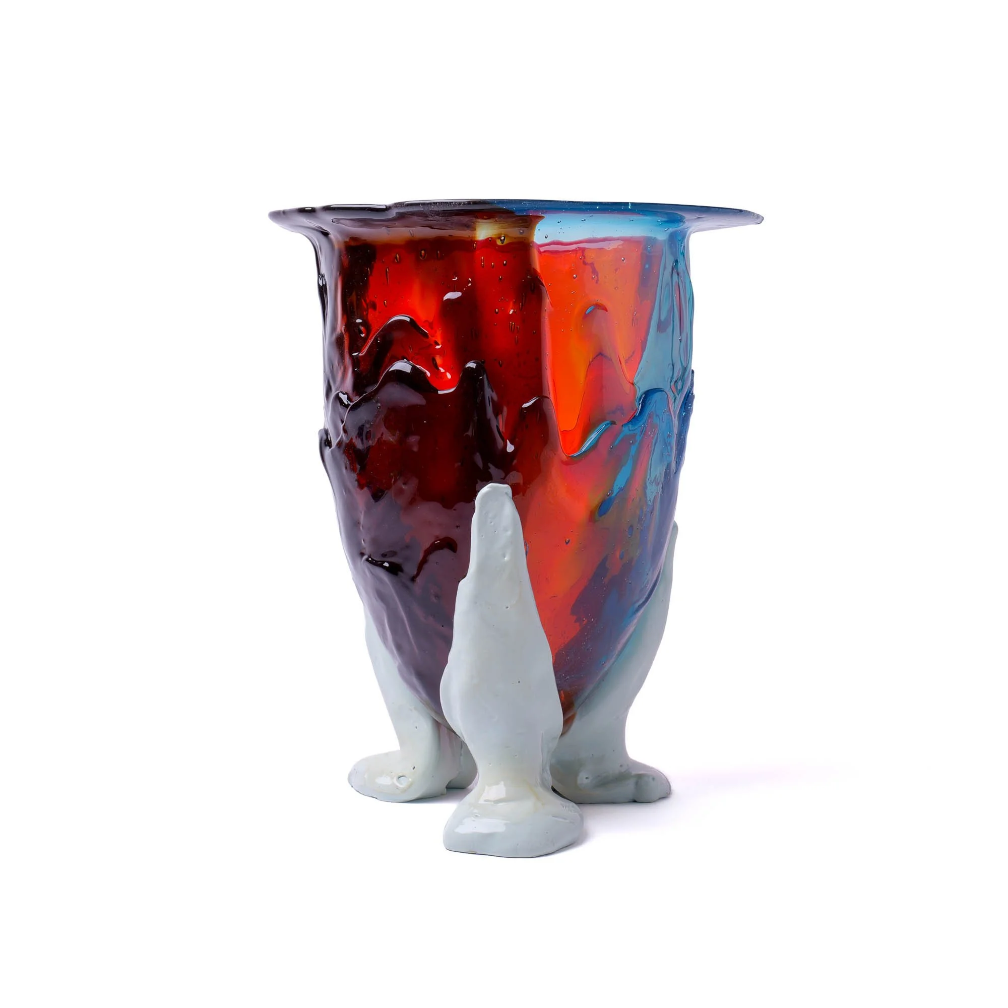 Amazonia Vase L - Clear Grey, Red, Light Blue, Matt Pastel Blue