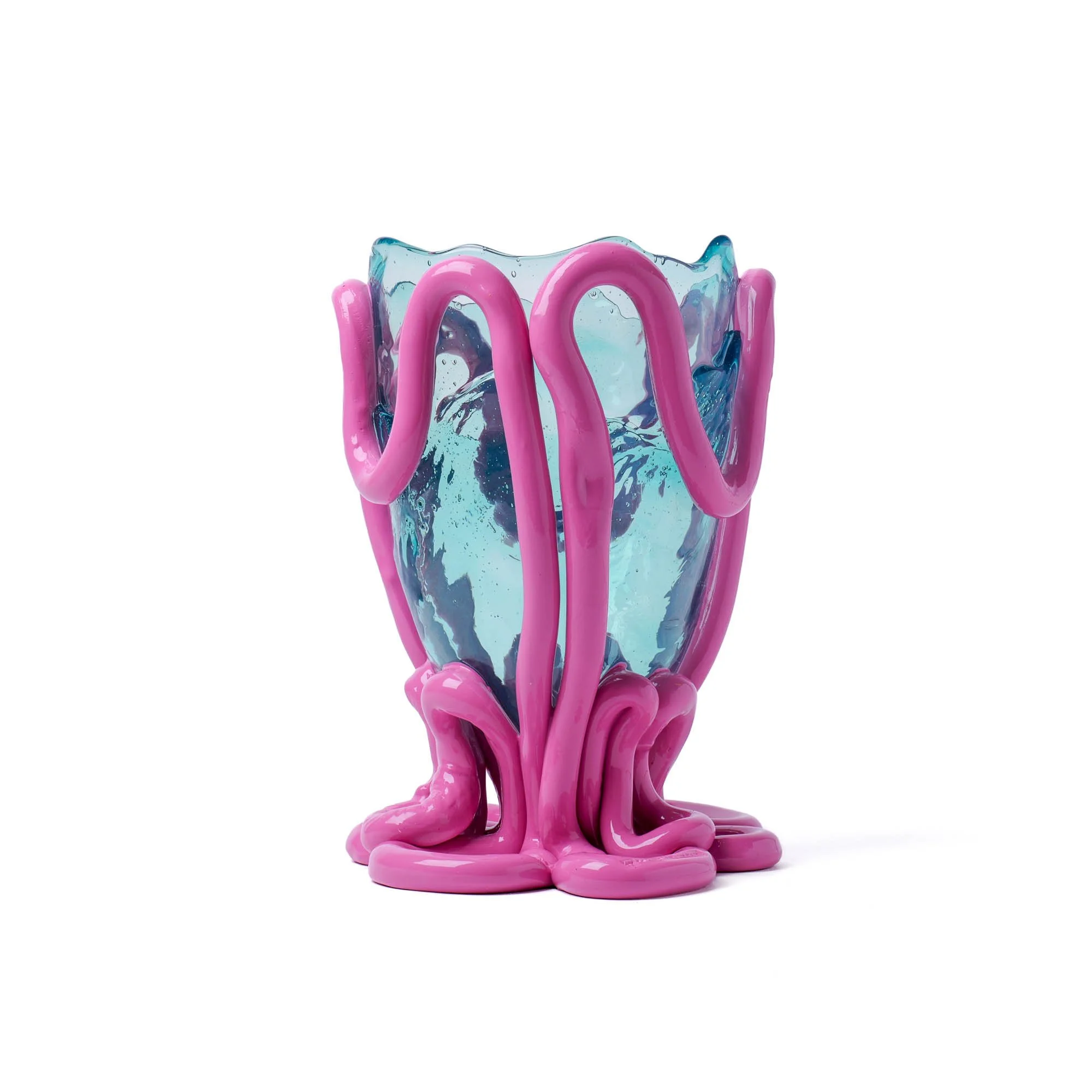 Indian Summer Vase M - Clear Aqua, Mauve