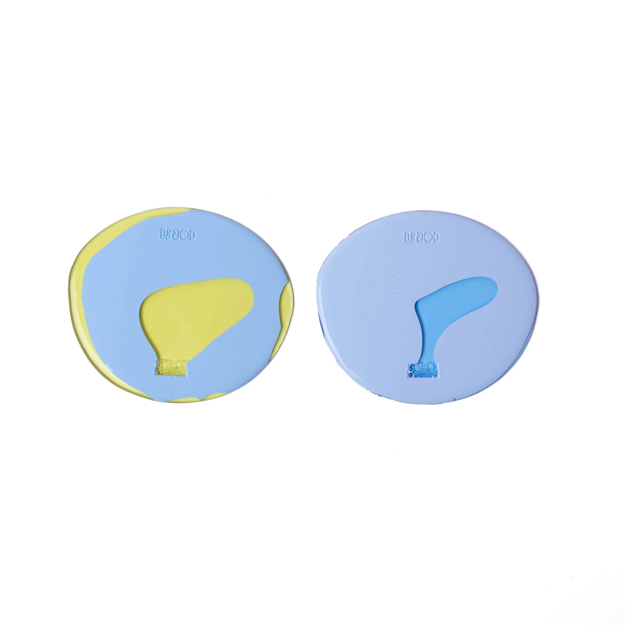 Table-Mates Small Set of Two - Clear Yellow, Light Blue, Pastel Blue