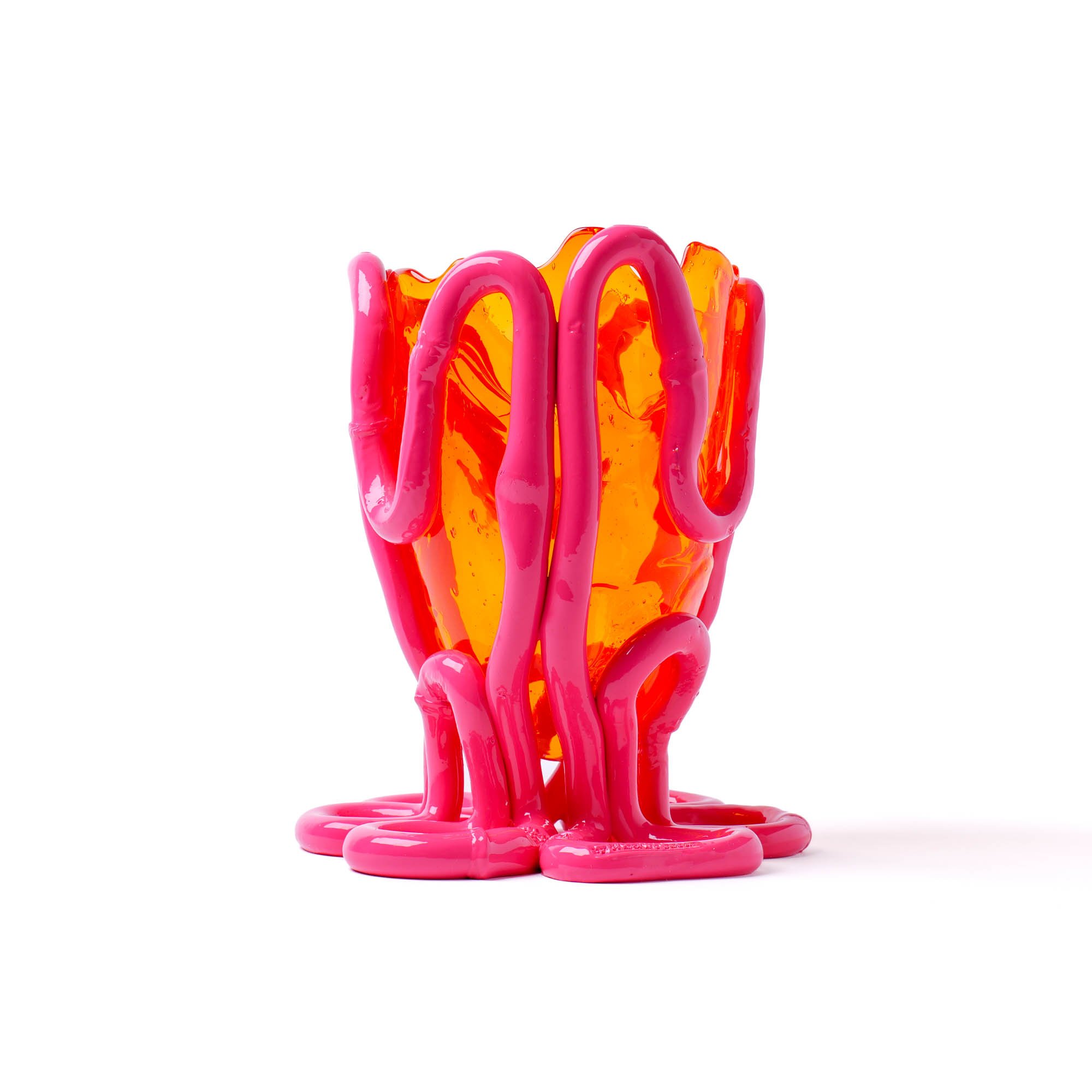 Indian Summer Vase - Clear Orange, Matt Fuchsia