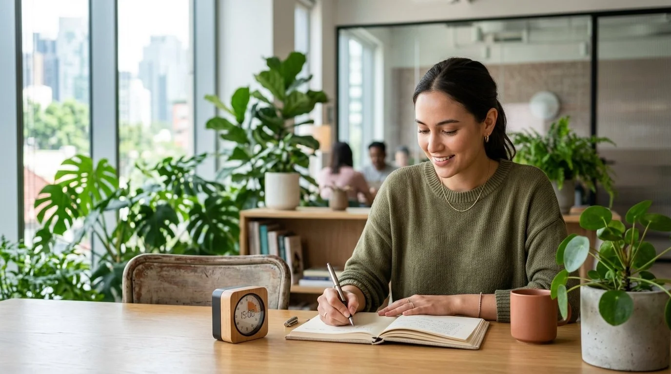 woman takng a 15 minute break