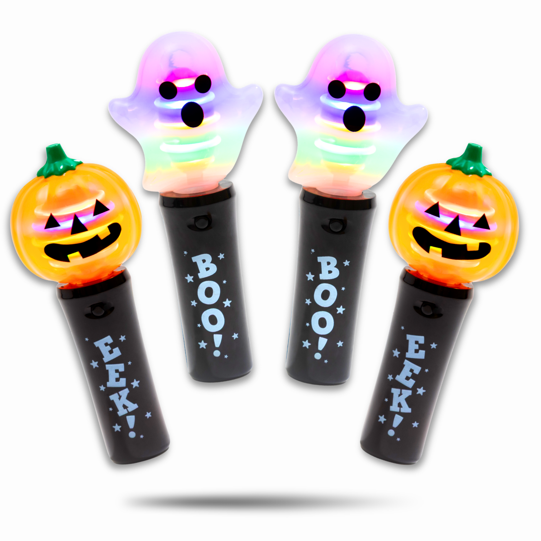 LED Spinner Toys with Ghost & Jack-O'-Lantern Designs - Party Favors & Prizes - Trick-or-Treat - Ages 3+