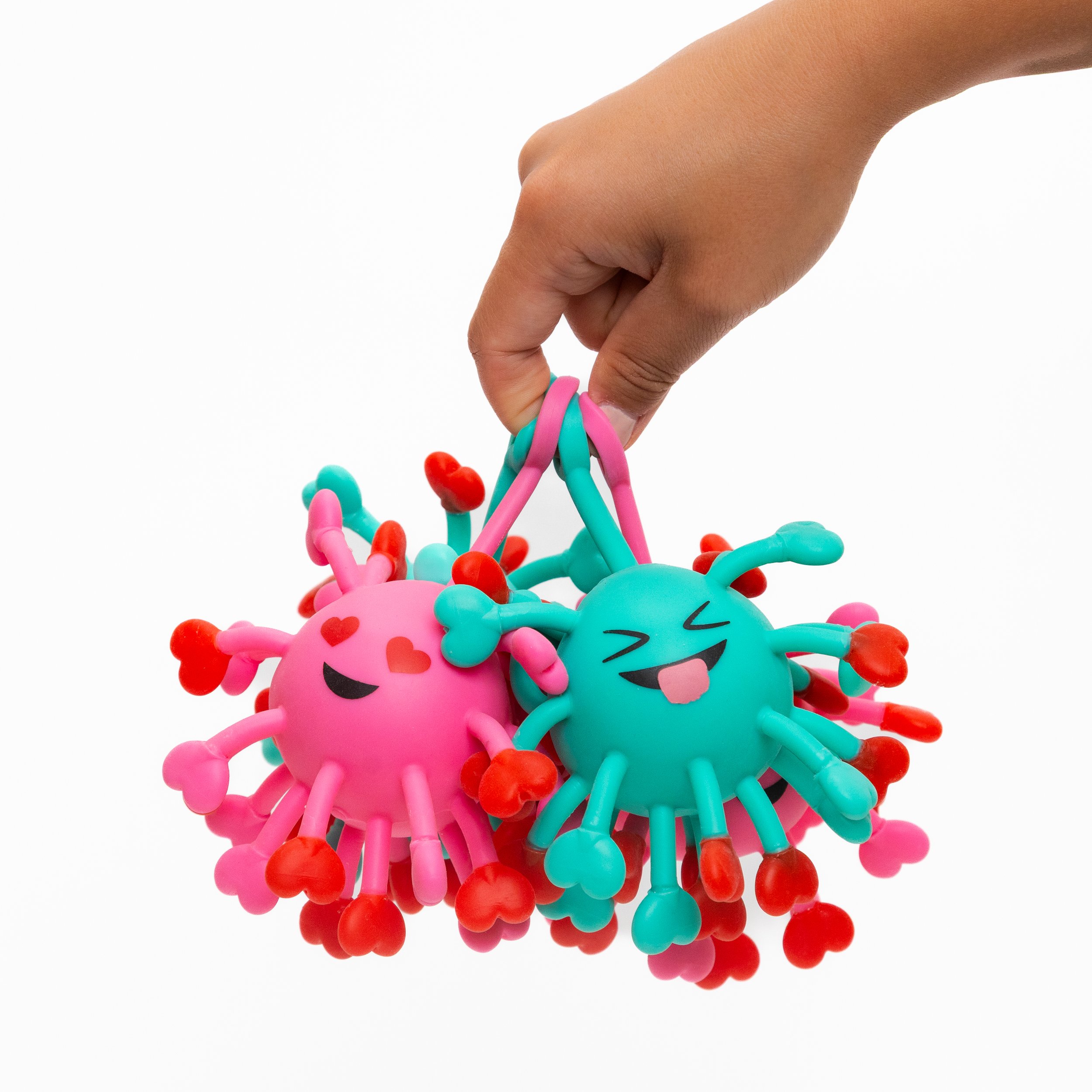 Four spiky sensory balls that are gentle on hands and satisfying to squeeze.