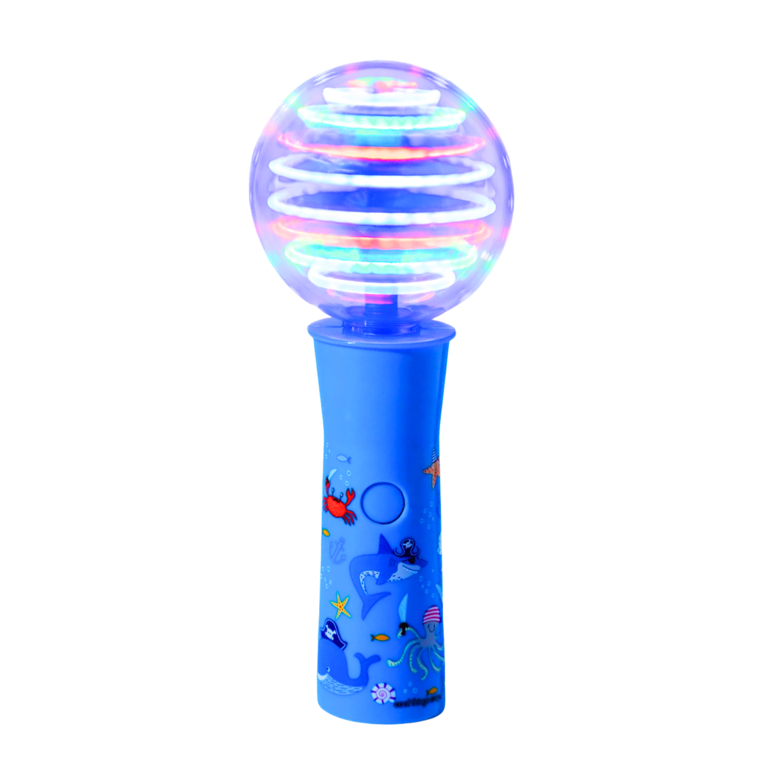Oversized LED spinner wand flashes bright colorful lights while spinning, creating exciting visual fun kids love