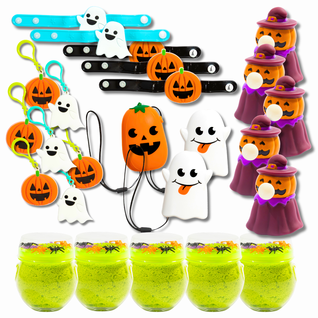 Light Up Keychains & Bracelets - Projector Toys, Bubblegum Squeezers & Sensory Sand - Party Favors - Ages 3+