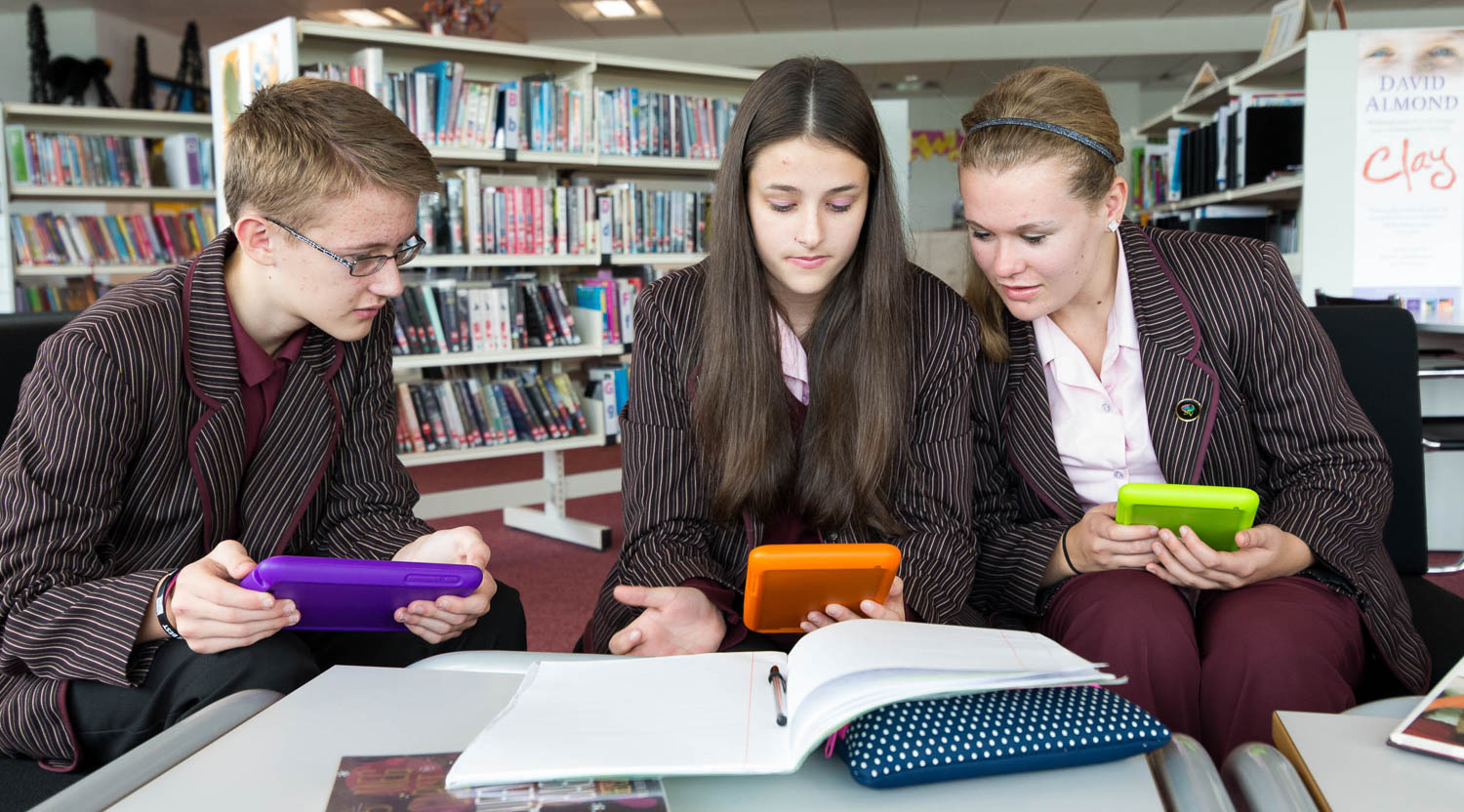 Students studying in library