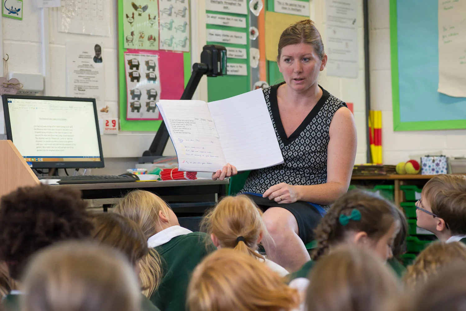 Teacher with students