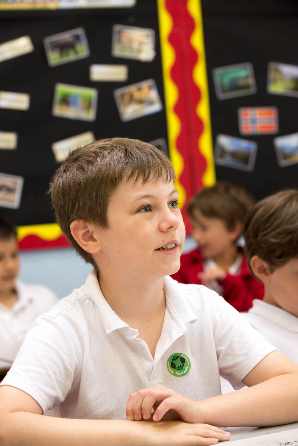 School boy at desk