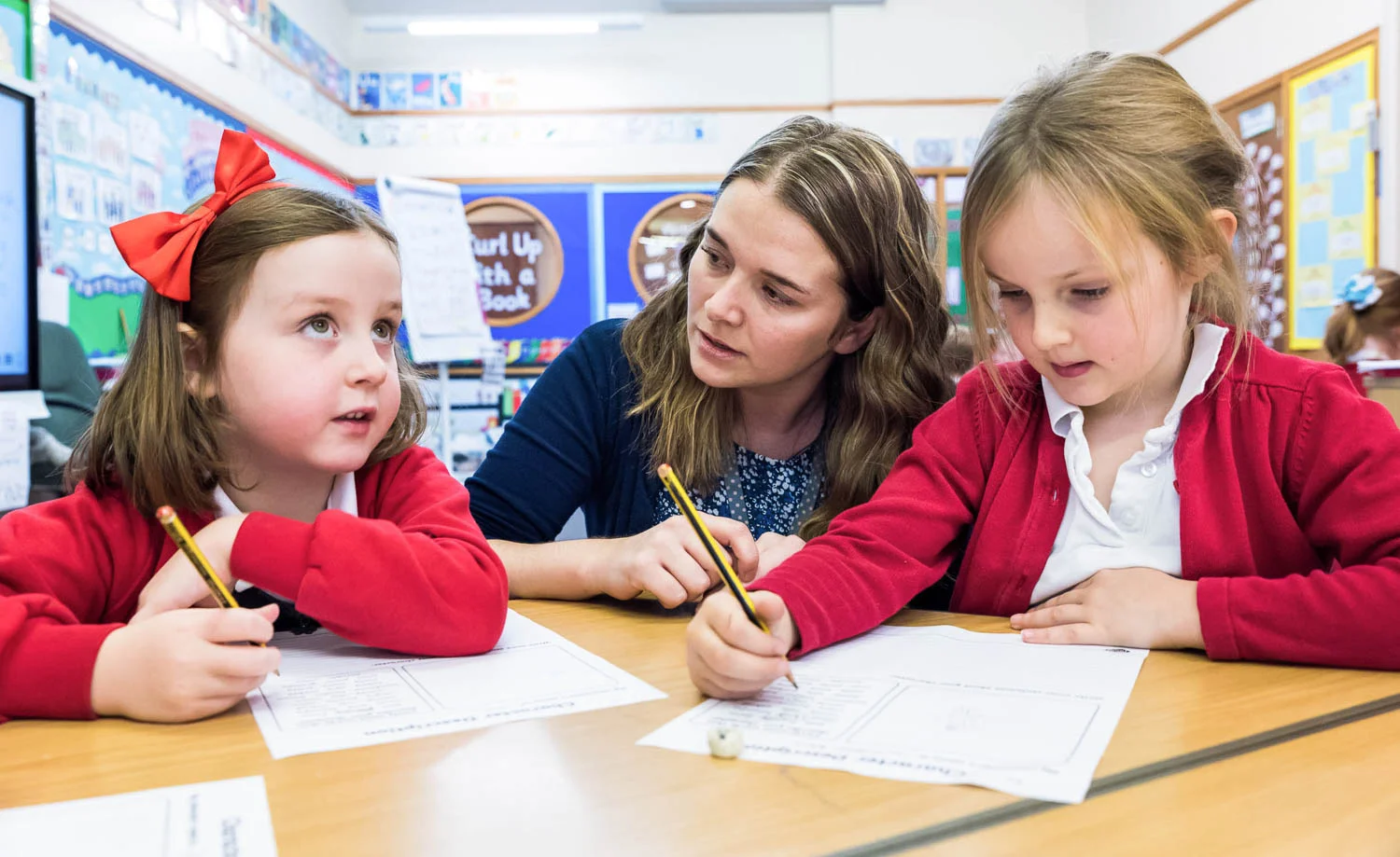 Teacher with students