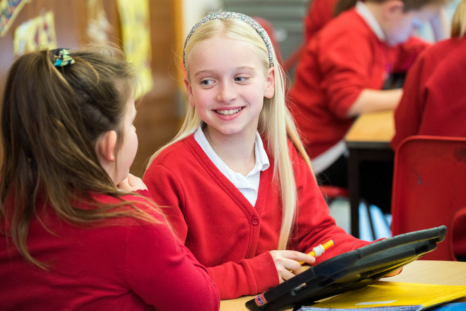 School girls at desk