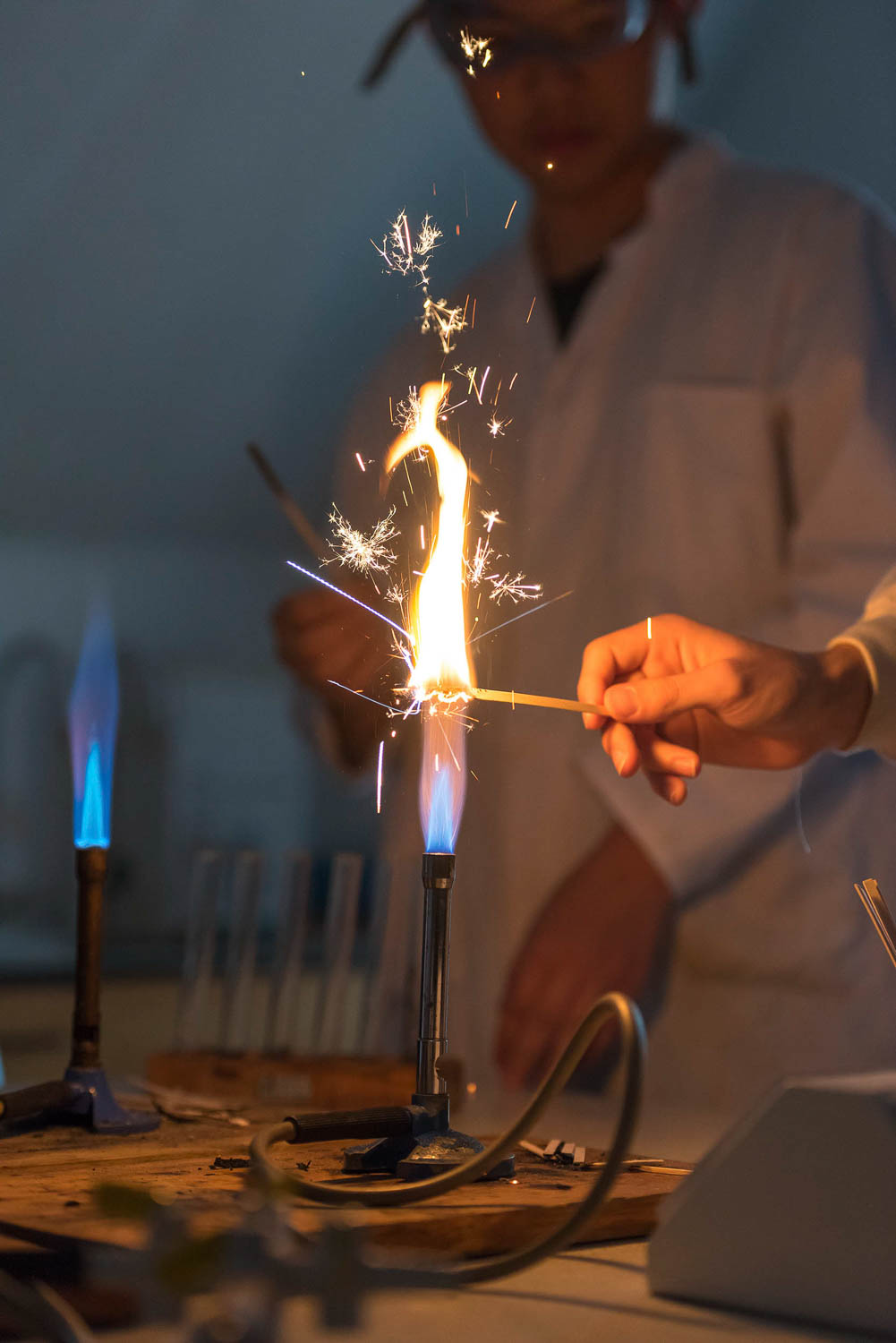 Bunsen burner and sparks