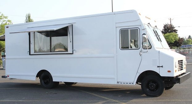  Photo:  Brand new plain white food truck. 