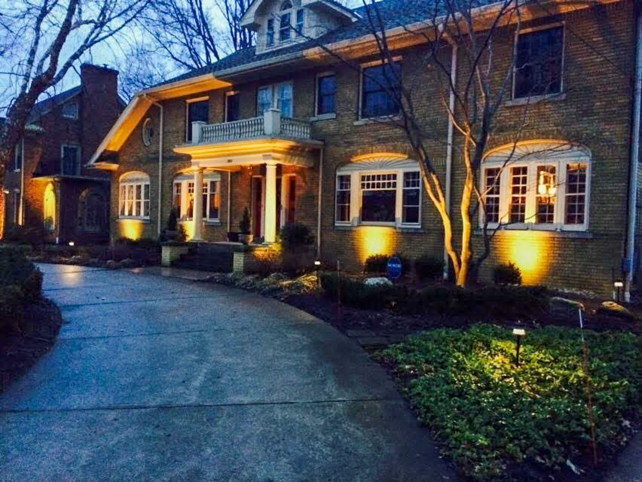 Outdoor lighting within landscaping