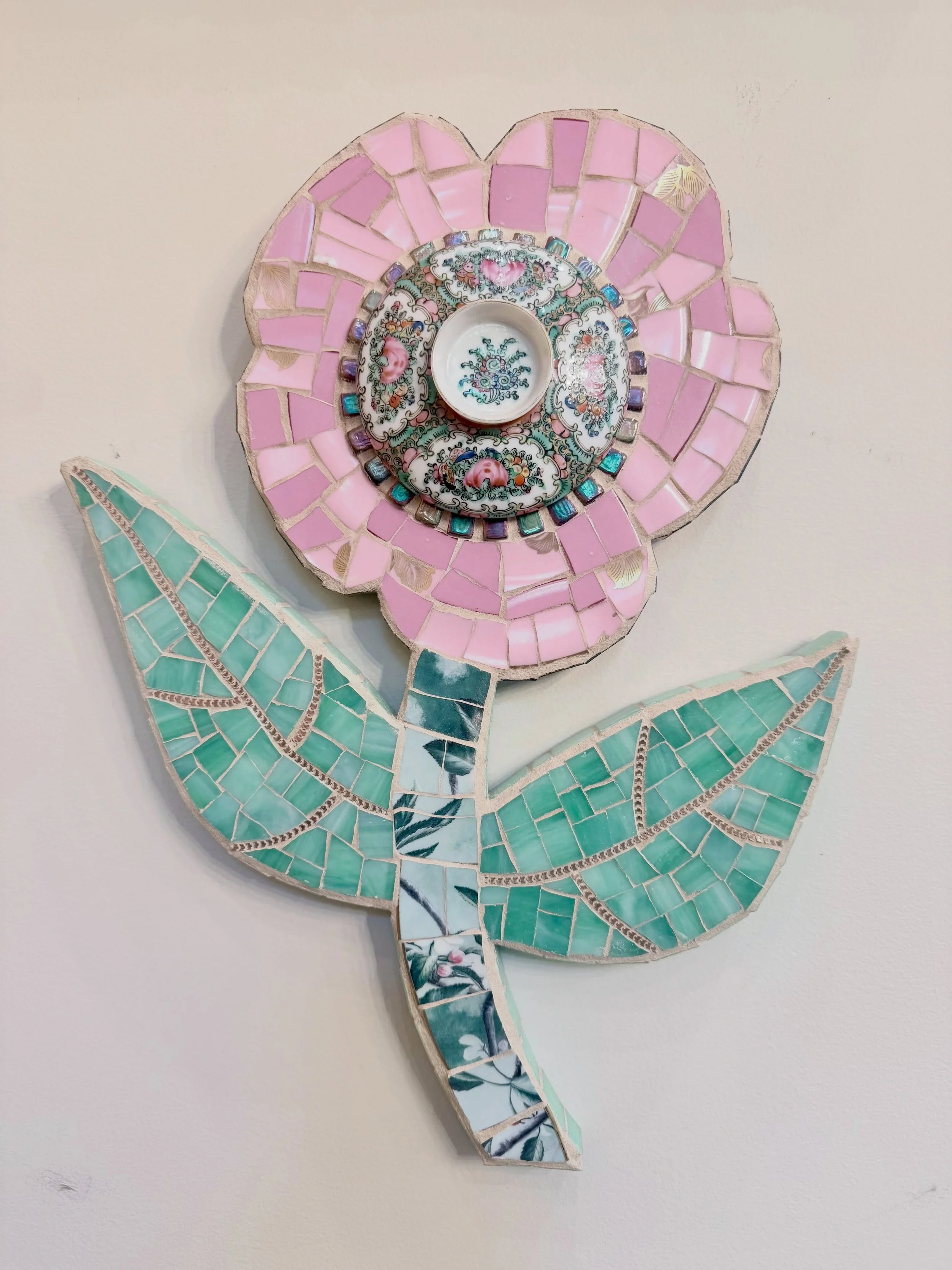 Spring Blossom. 17&rdquo; #picasiette #mosaicart #debramagermosaics