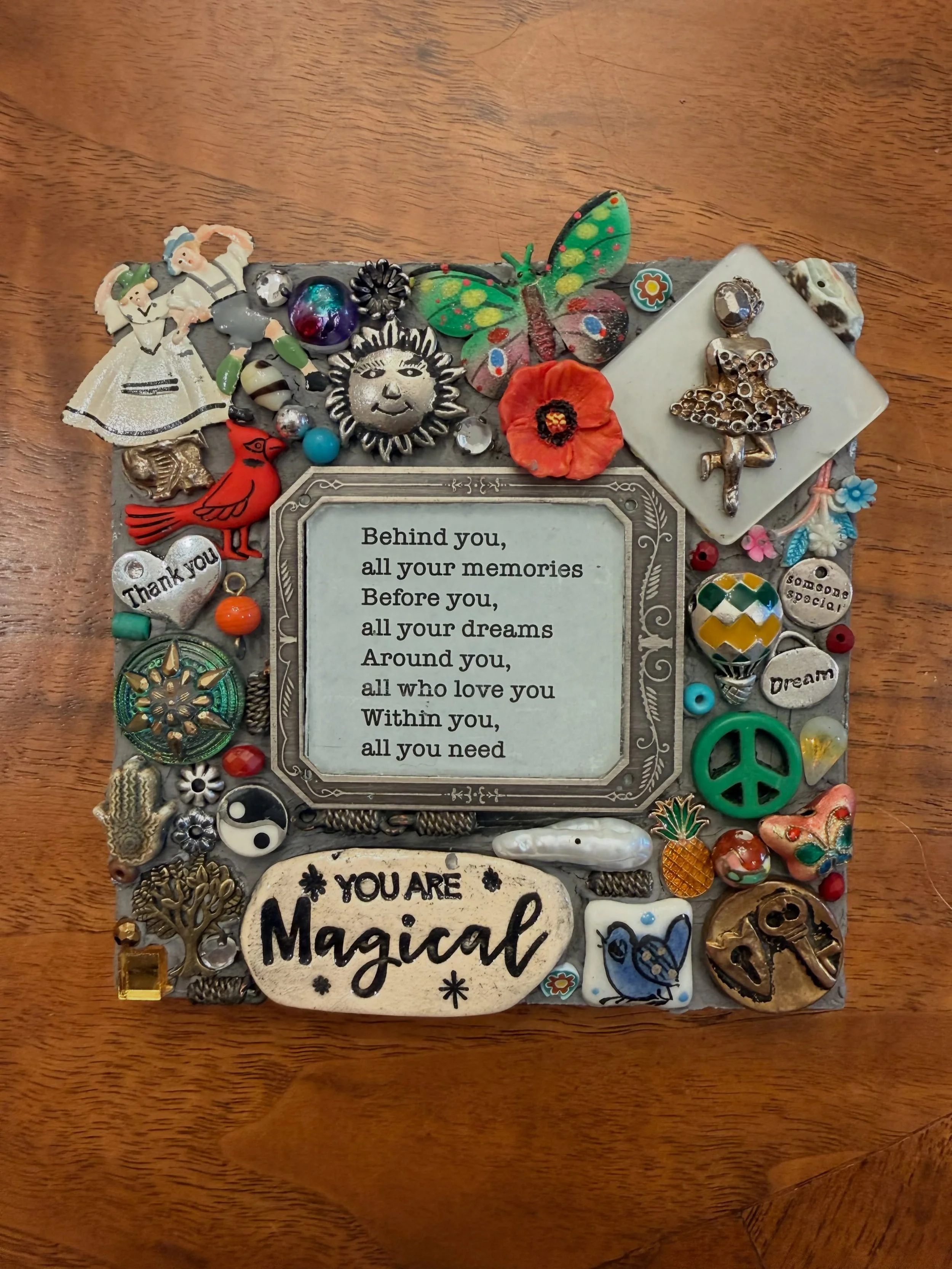 We are making these Message Mosaics Saturday June 13 in my studio. Sentiments of your choice enhanced by bits and symbols. Register @debramagermosaics.com