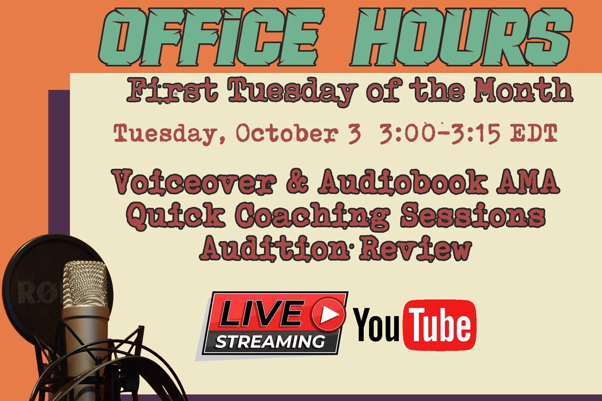 October Voiceover Coaching Office Hours