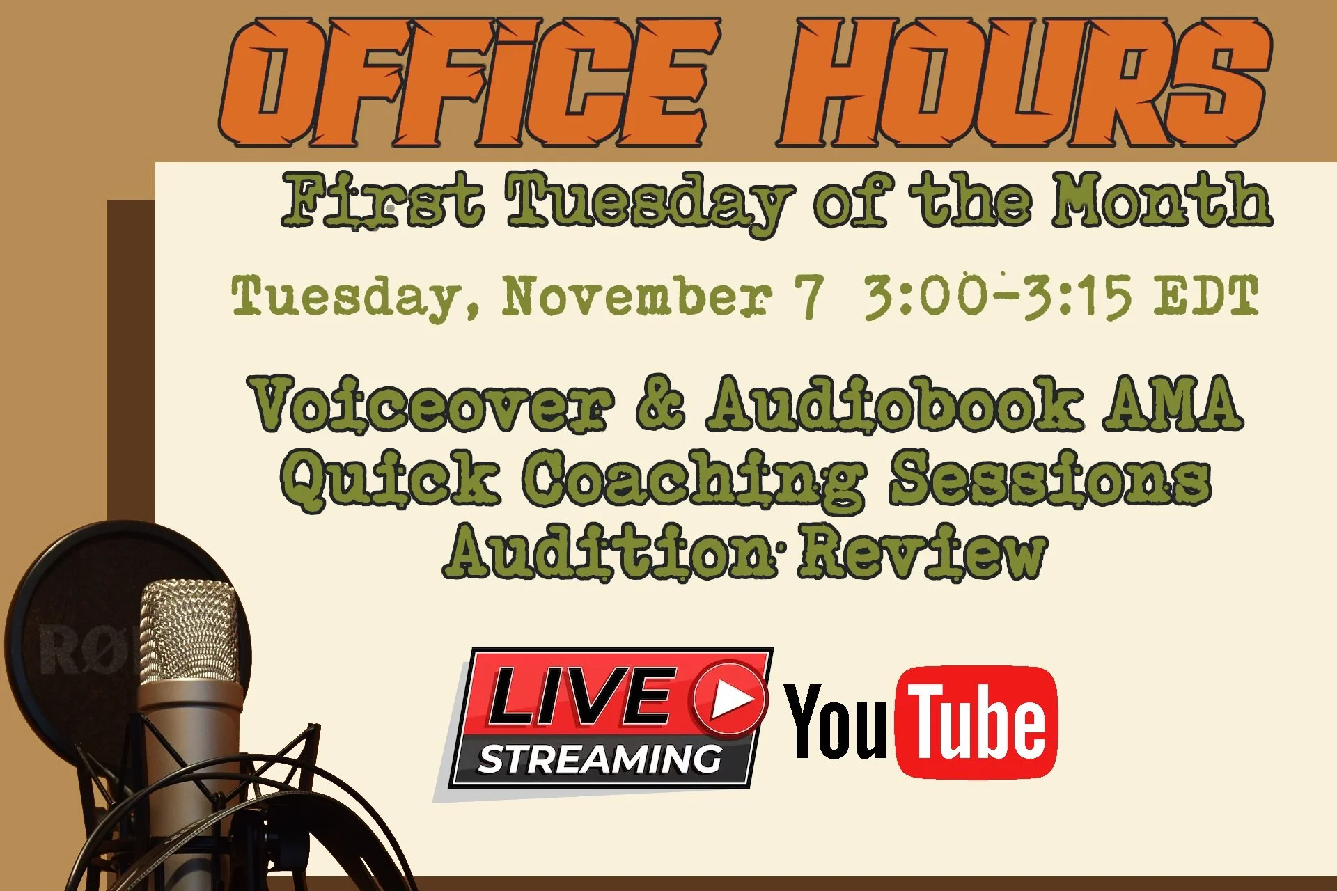 November Voiceover Coaching Office Hours