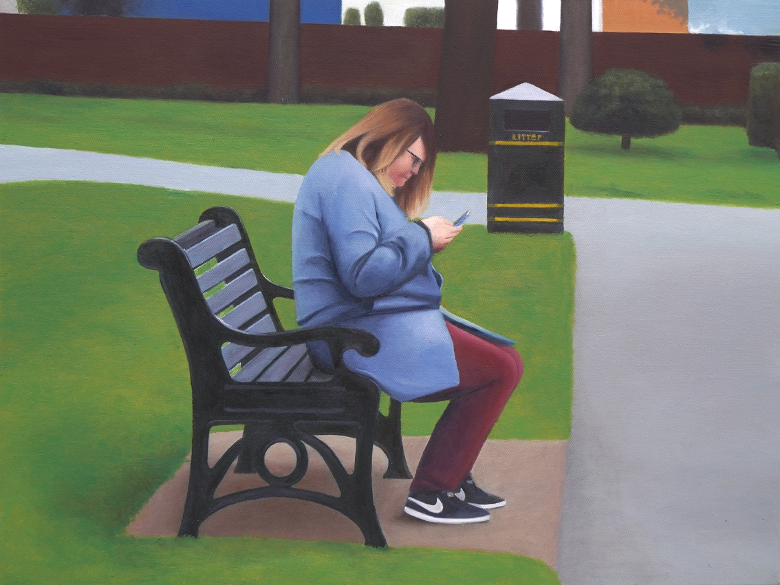 Woman on Her Phone, Oil on Canvas, 60 x 80cm, 2021.png