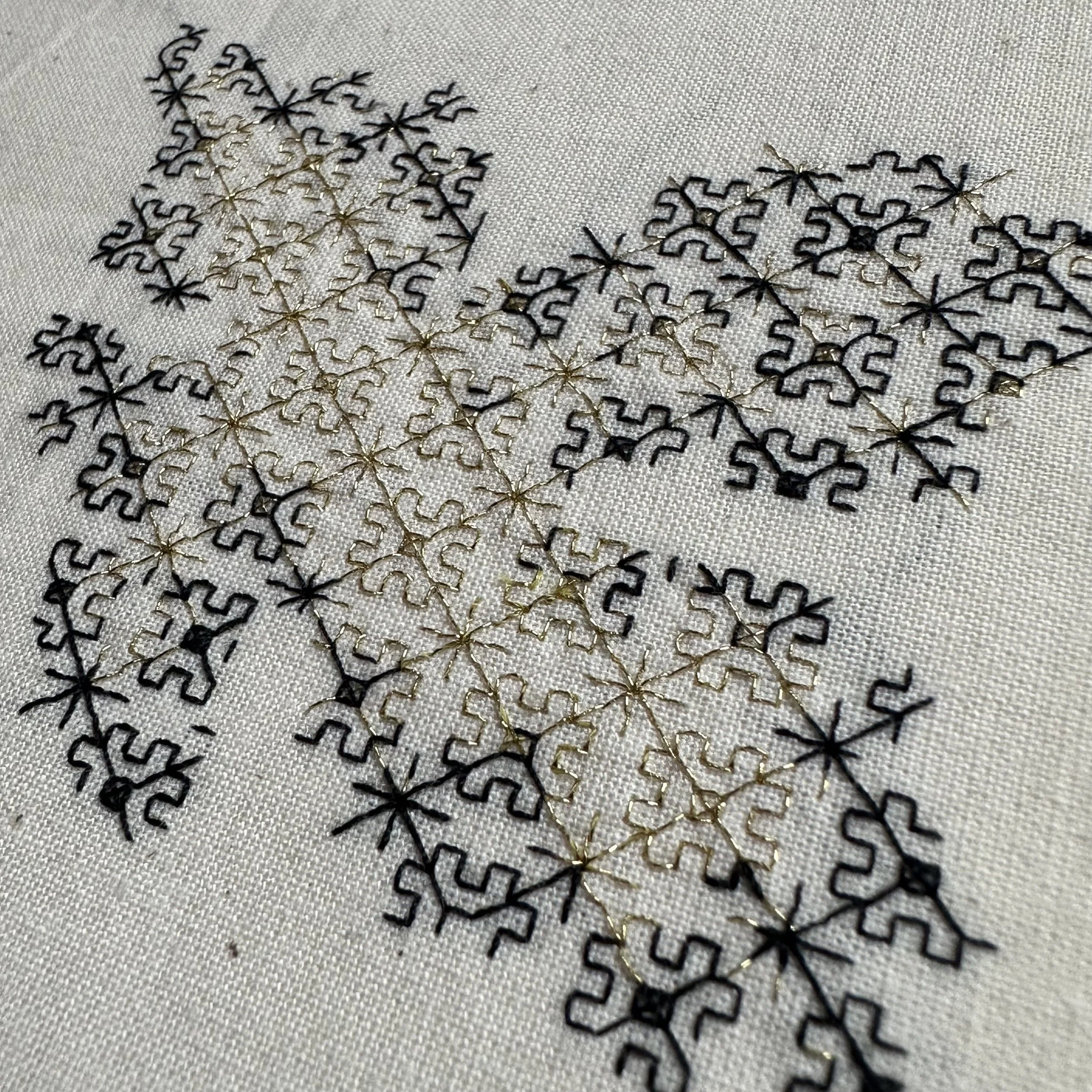 Re-embroidering Blackwork, 'an unstitched coif...' & other works: Toni Buckby