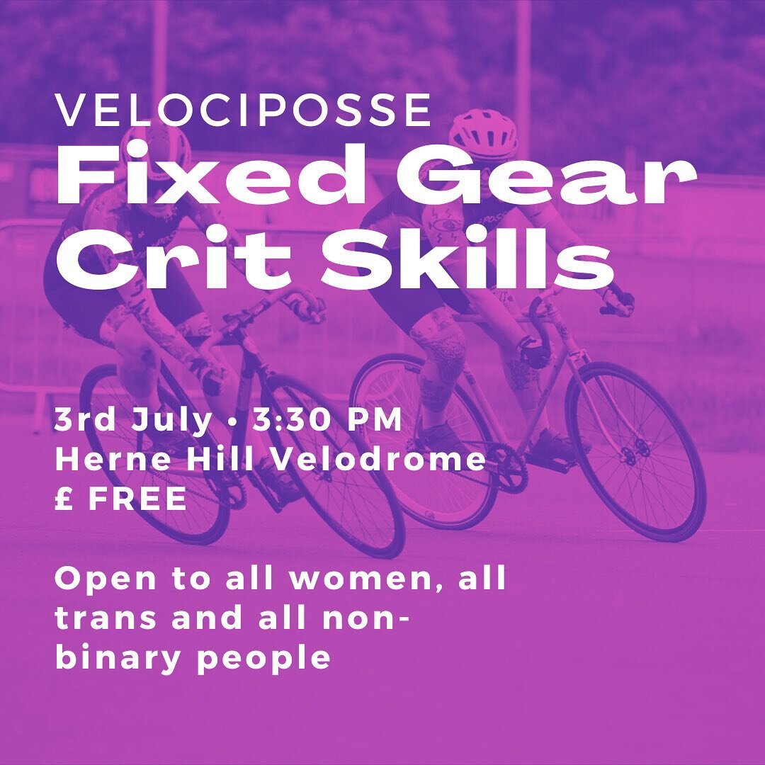 THIS SUNDAY ✨ sign up link in bio.

Coach @rodothea is running a fixed gear crit skills session this Sunday at @hernehillvelodrome 3.30-5pm. Open to all women, all trans and non-binary people. 

All levels welcome, whether you&rsquo;re racing fixed g