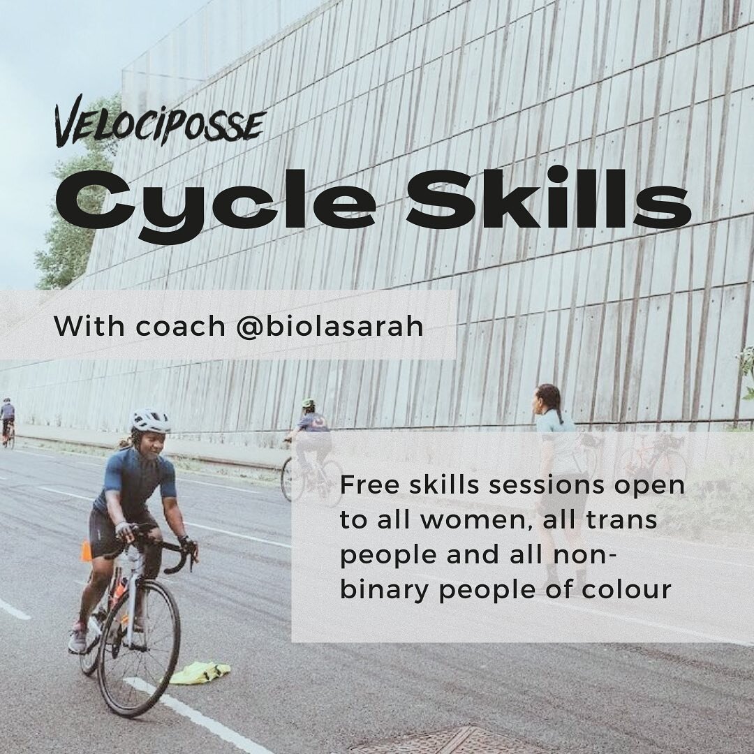 Just a few days until these cycle skills sessions begin. ✨Link in bio to book. 

Velociposse Cycle Skills with coach @biolasarah.
Free skills sessions open to all women, all trans people and all non-binary people of colour

Where? Brockwell Park all 