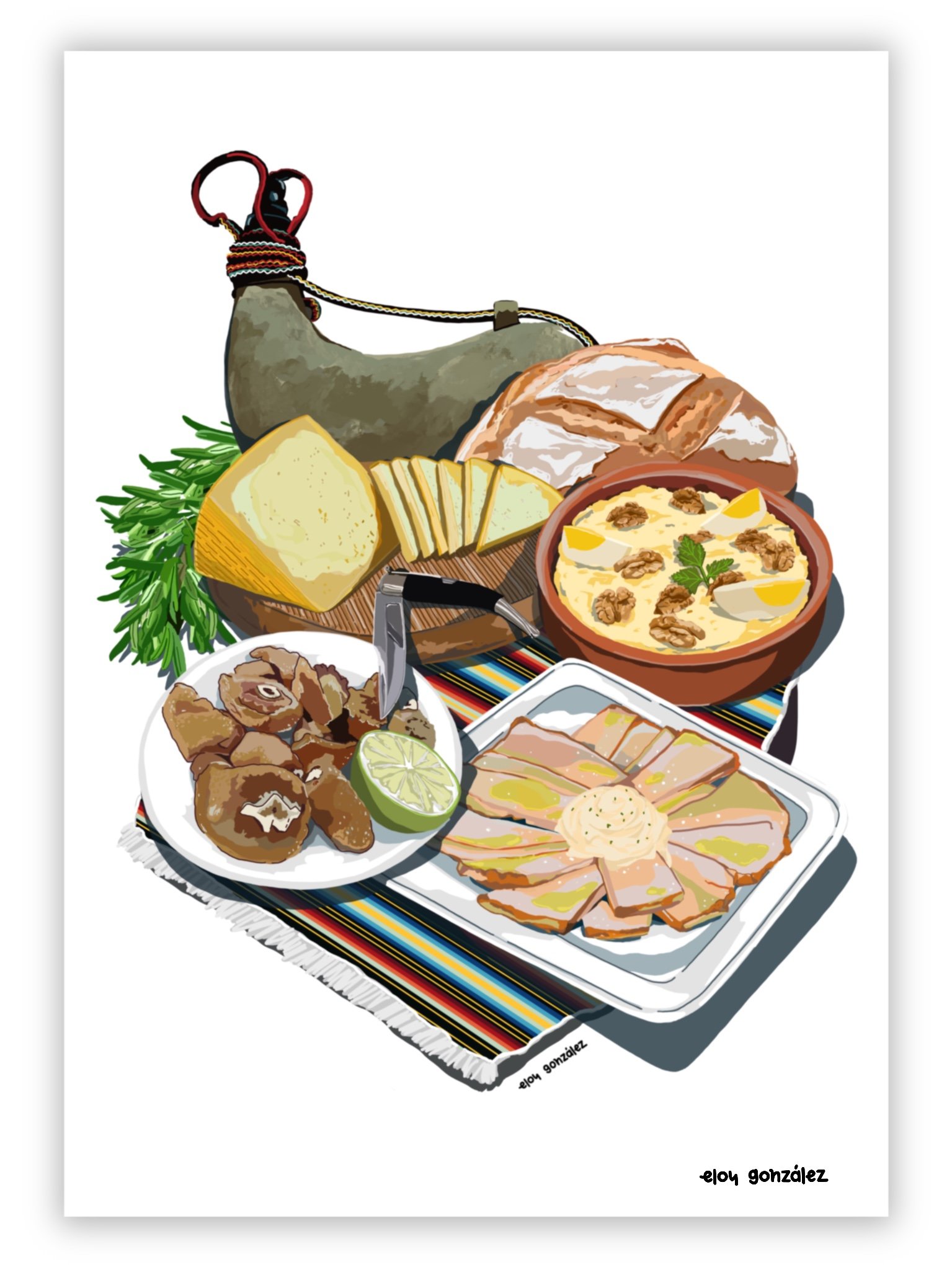 Bodegón albaceteño lámina ilustrada por Eloy González