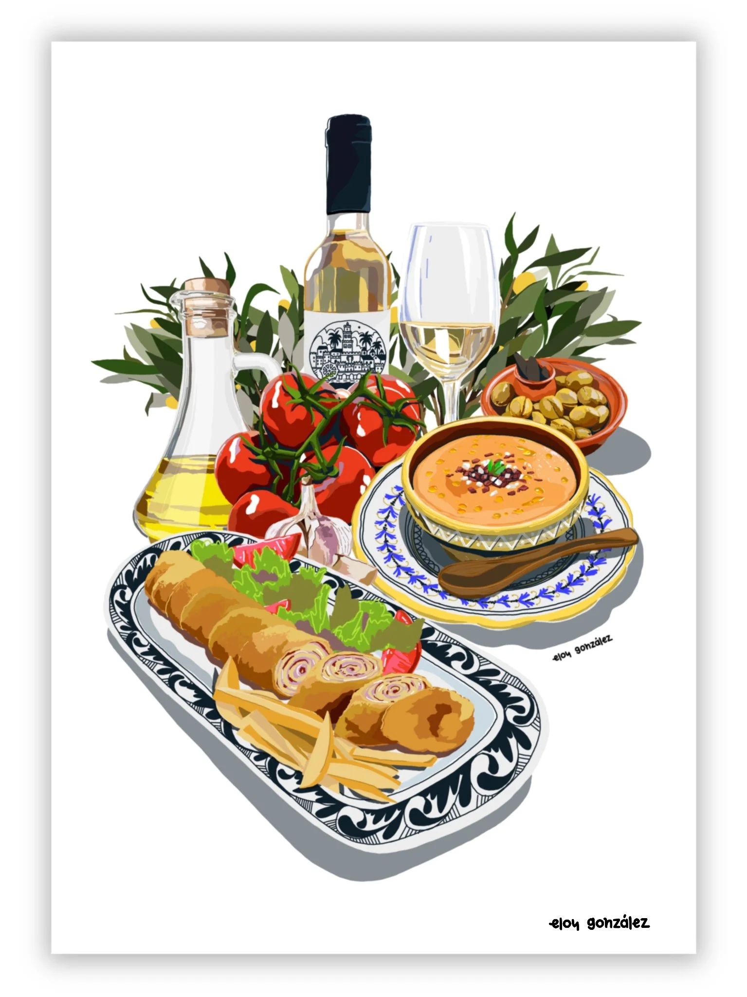 Bodegón cordobés lámina ilustrada por Eloy González