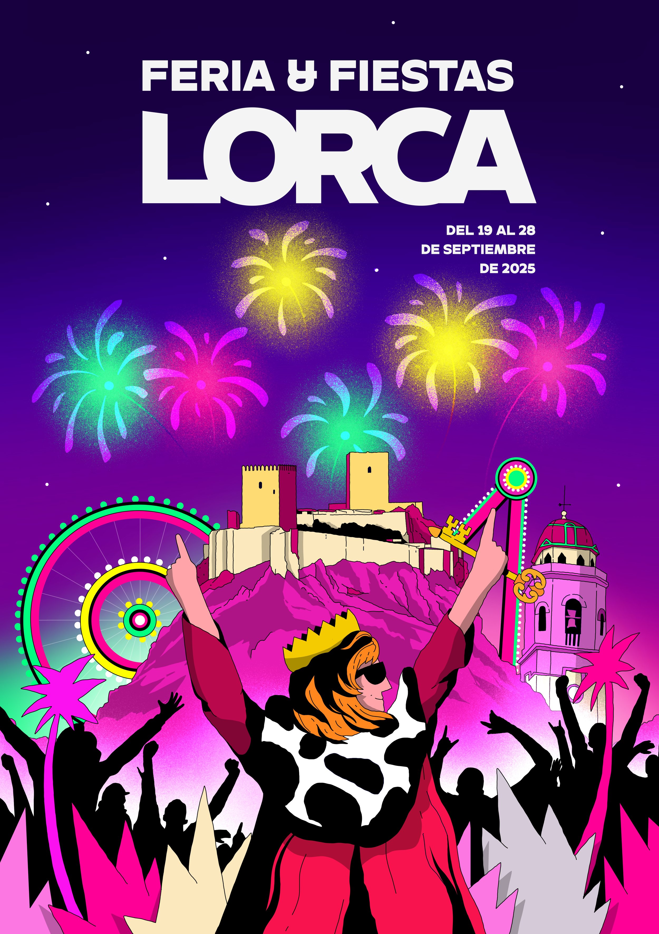 Ilustración de Eloy González para la Feria y Fiestas de Lorca 2025, inspirada en sus símbolos, patrimonio y tradiciones