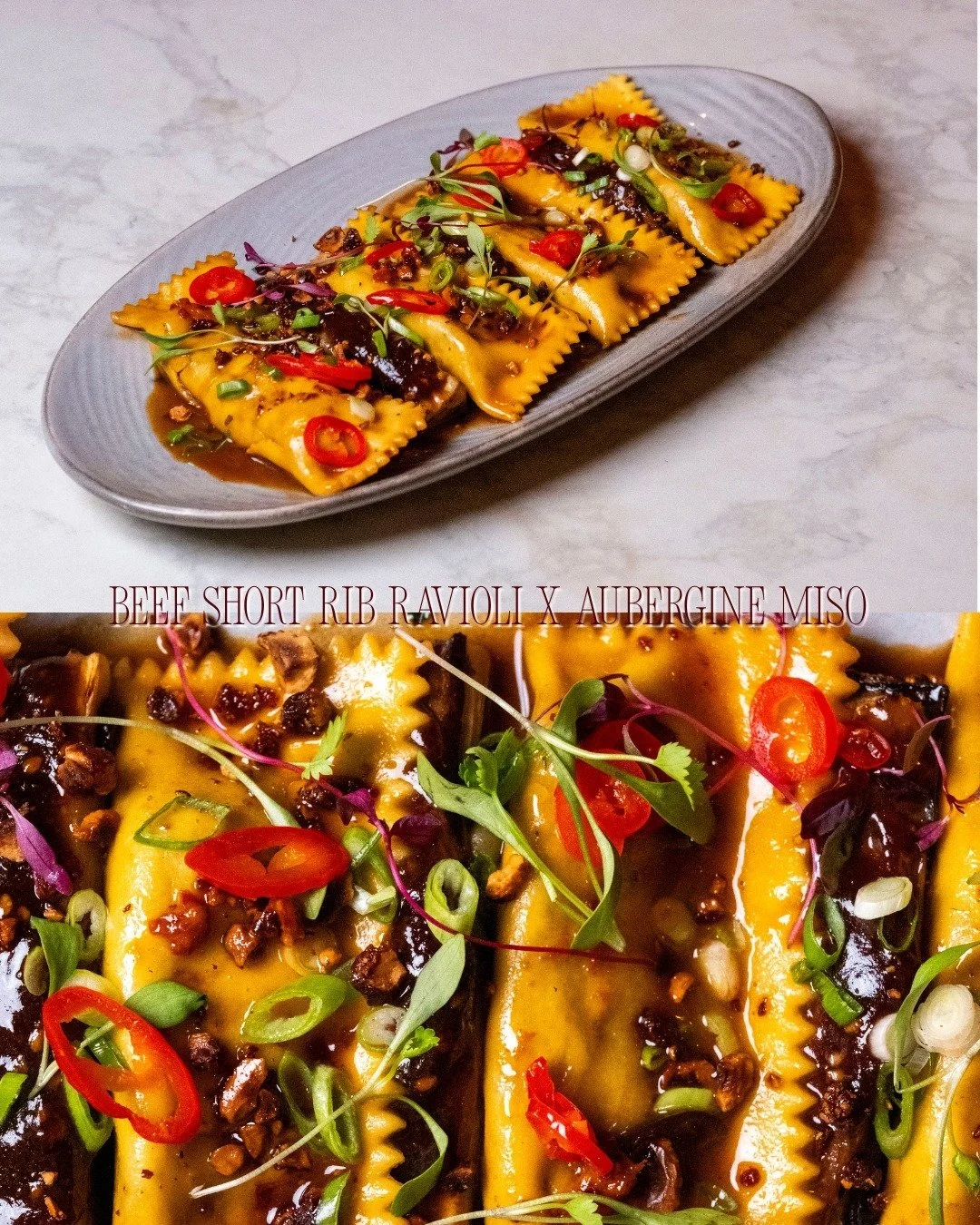 This April, don&rsquo;t miss our @fleshandbuns collab. 🔥

Beef short rib ravioli with their famous aubergine miso. It&rsquo;s rich, sweet, spicy, and finished with sesame crunch. 🍝

A one-off special this month, just ask for it when you&rsquo;re in