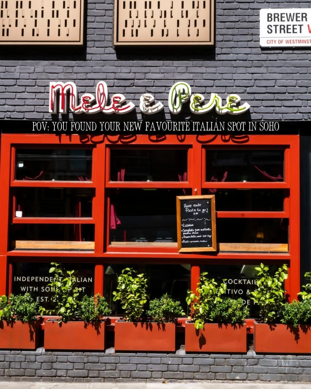 POV: You stumbled upon this Italian trattoria in Soho.

Now you're ordering homemade ravioli, learning about vermouth, debating a second Negroni, and somehow ending with tiramisu. 🍝🍸🤌

We&rsquo;ll see you soon at Mele e Pere. 

📍46 Brewer Street,