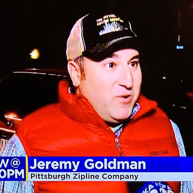 President and founder of #pghzipco @jeremy.goldman10 speaking to @cbspittsburgh Get excited Pittsburgh! #pittsburgh #zipline #zipping #pittsburghproud