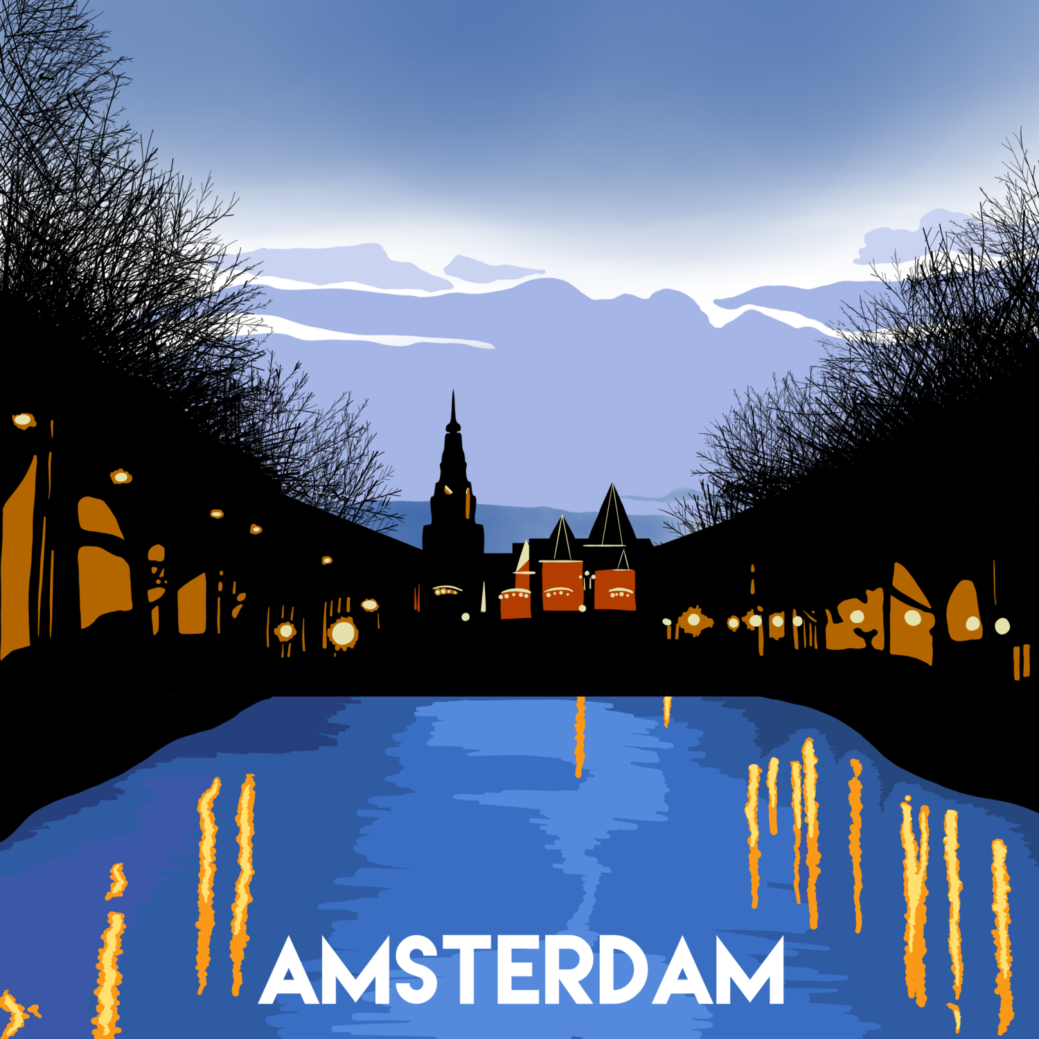 Trio of Vintage Style Travel Posters / Amsterdam