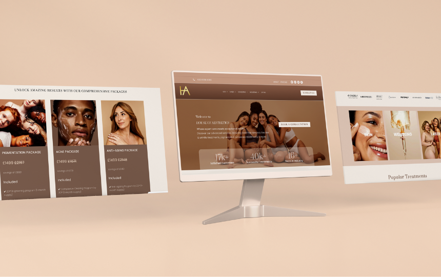 Aesthetics Skincare Clinic House of Aesthetics Bromley Salon Wordpress Website Glass Elements Editorial Beauty Retail