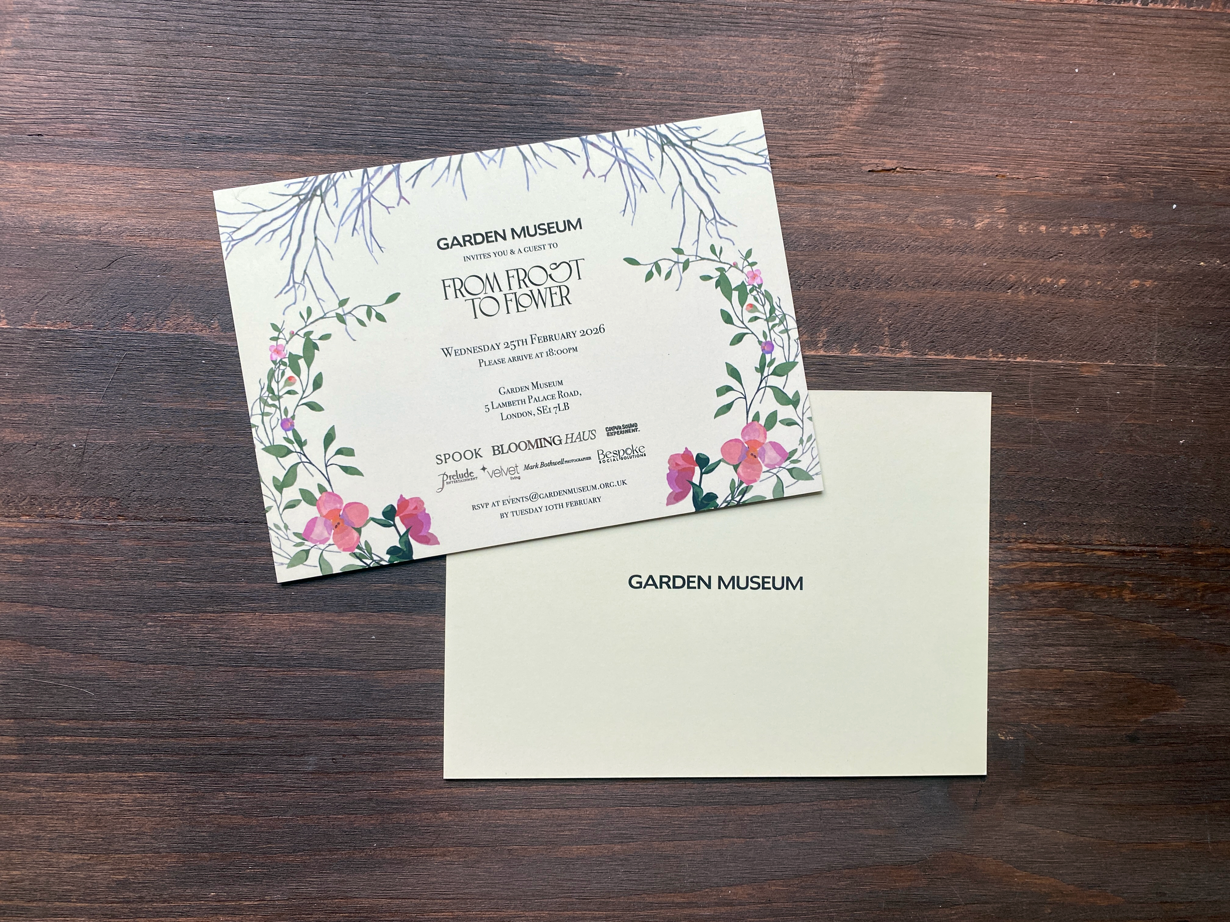 Garden Museum London Event Invitations Wedding Venue Custom Illustrated Illustration Brand Co-Branded Printed Front and Back.png