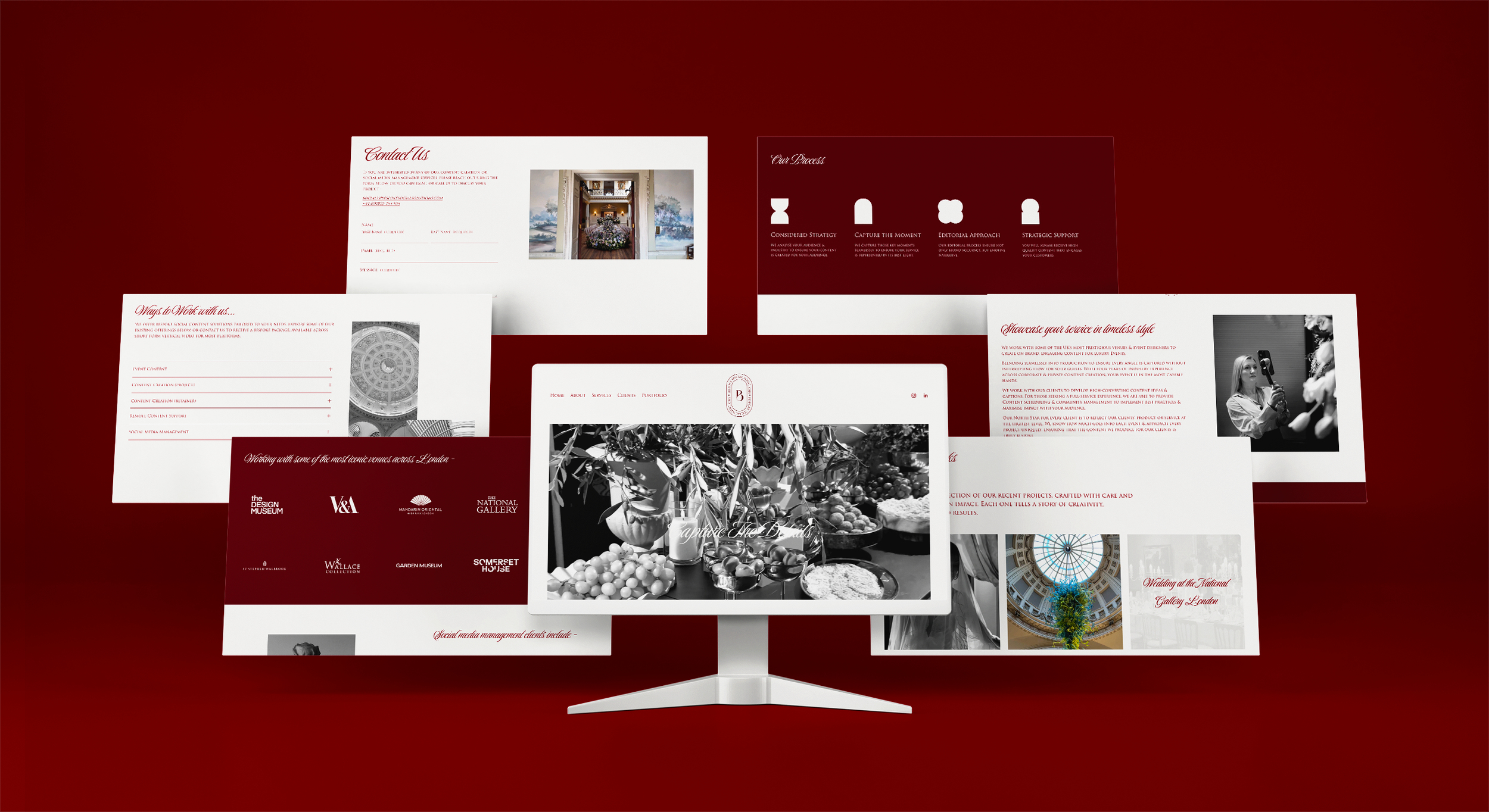 Luxury Branded Squarespace Website Design and Development Build London Content Creator Service for Businesses Weddings and Events