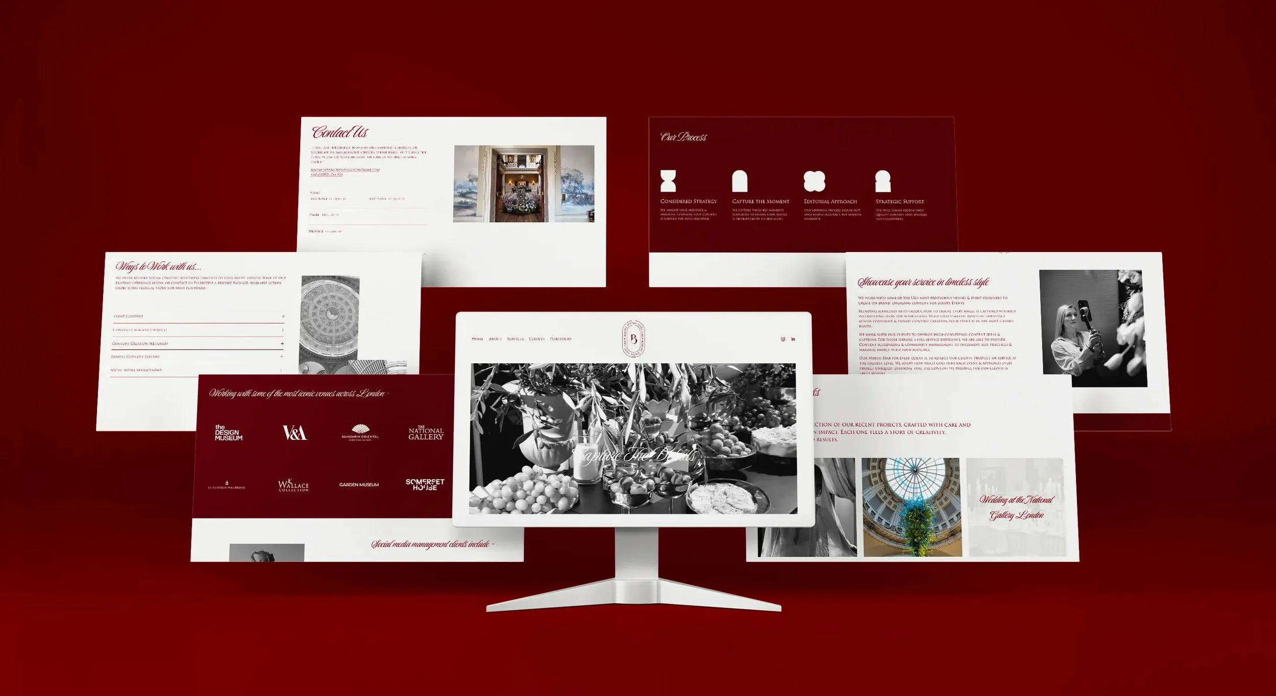 Luxury Branded Squarespace Website Design and Development Build London Content Creator Service for Businesses Weddings and Events
