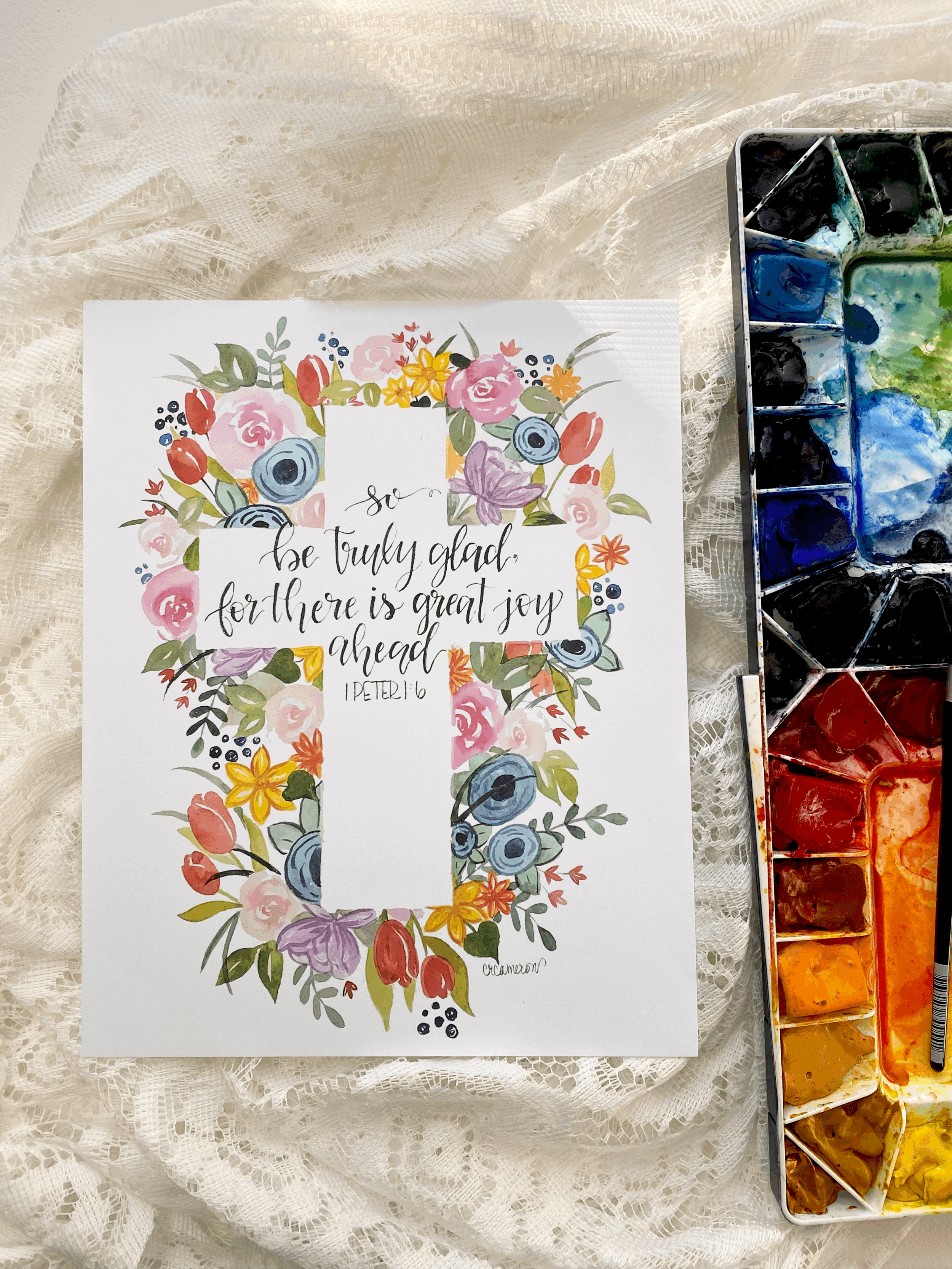1 Peter 1:6 Floral Print